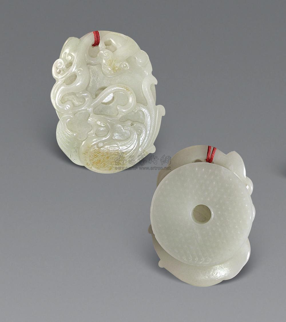 0192 清代 和田玉龙凤玉珮