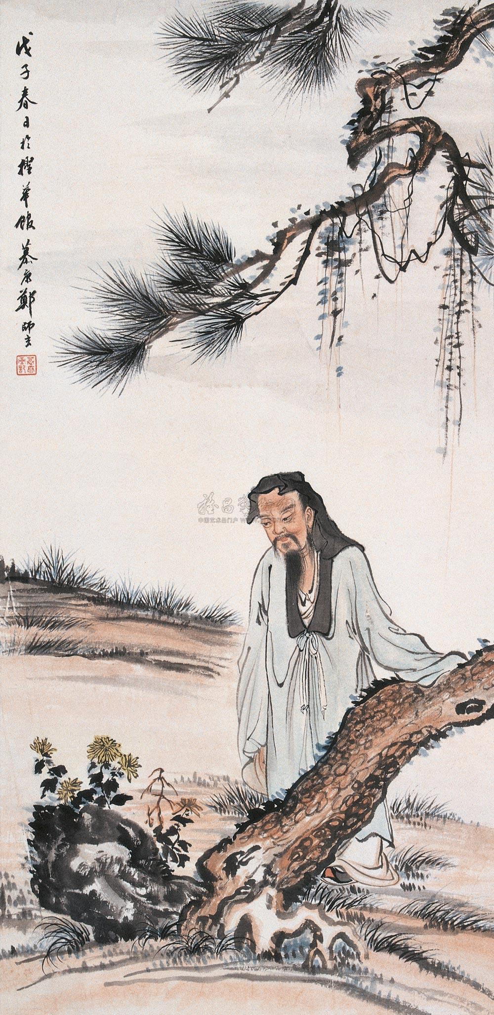 1169 松荫高士图 立轴 设色纸本