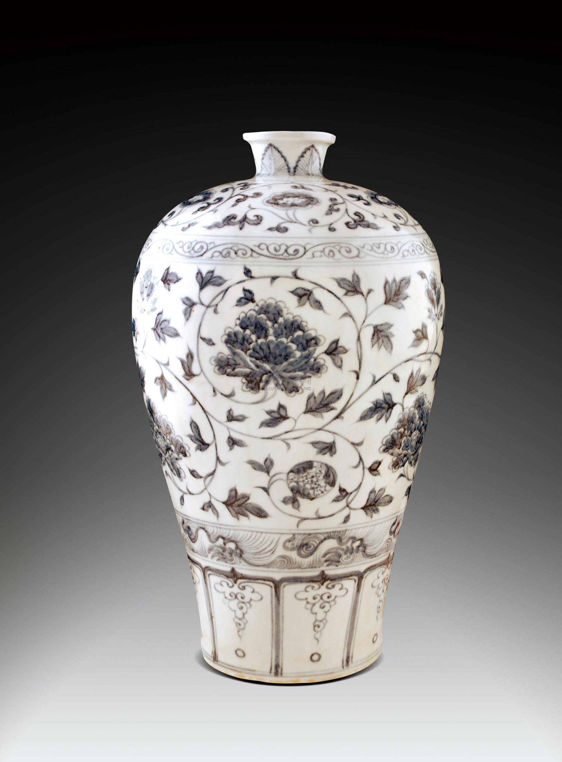 青花缠枝牡丹纹梅瓶-中国陶瓷及工艺珍品-雅昌拍卖