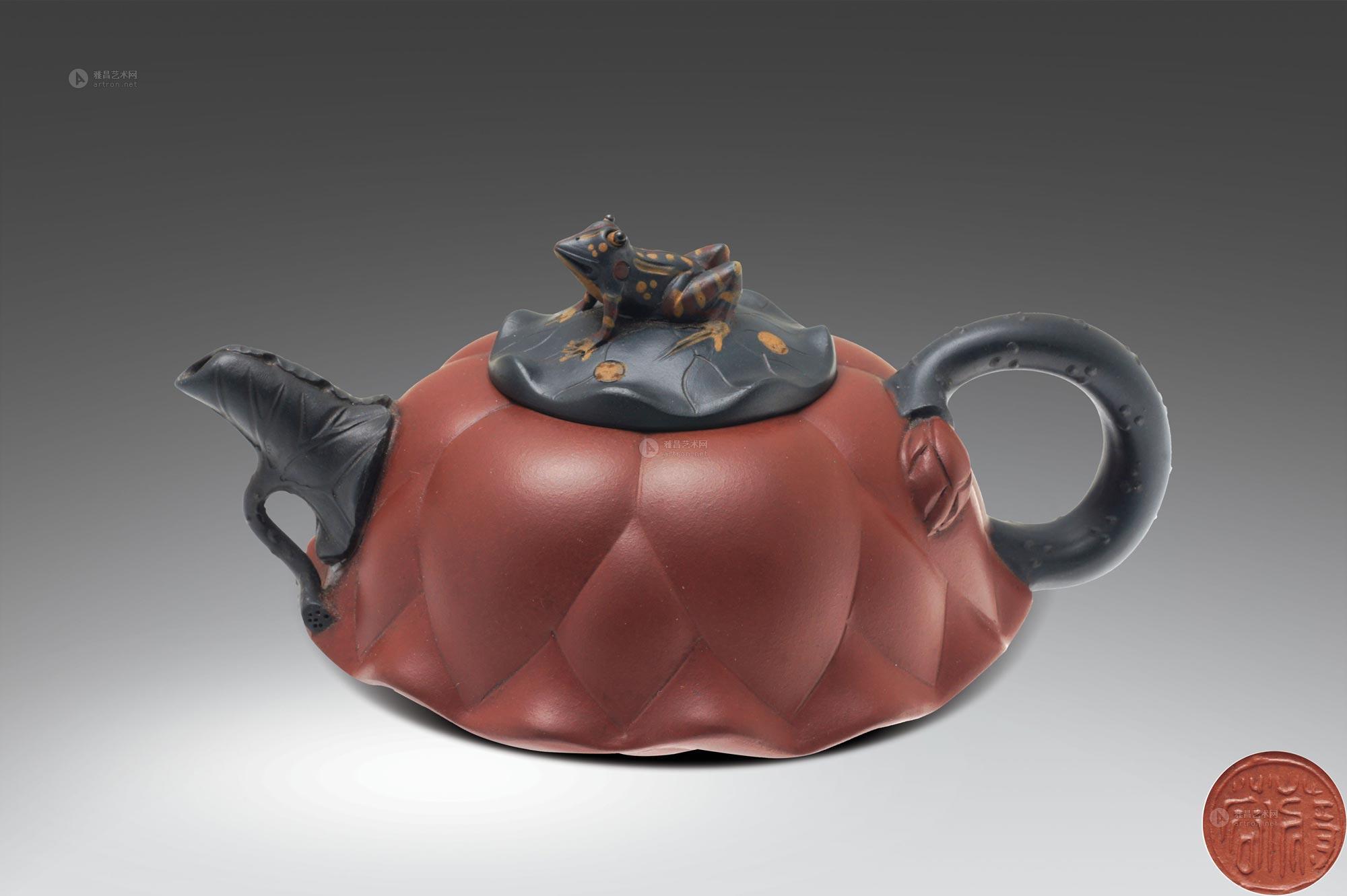 0152现代蒋蓉制荷叶青蛙茶壶