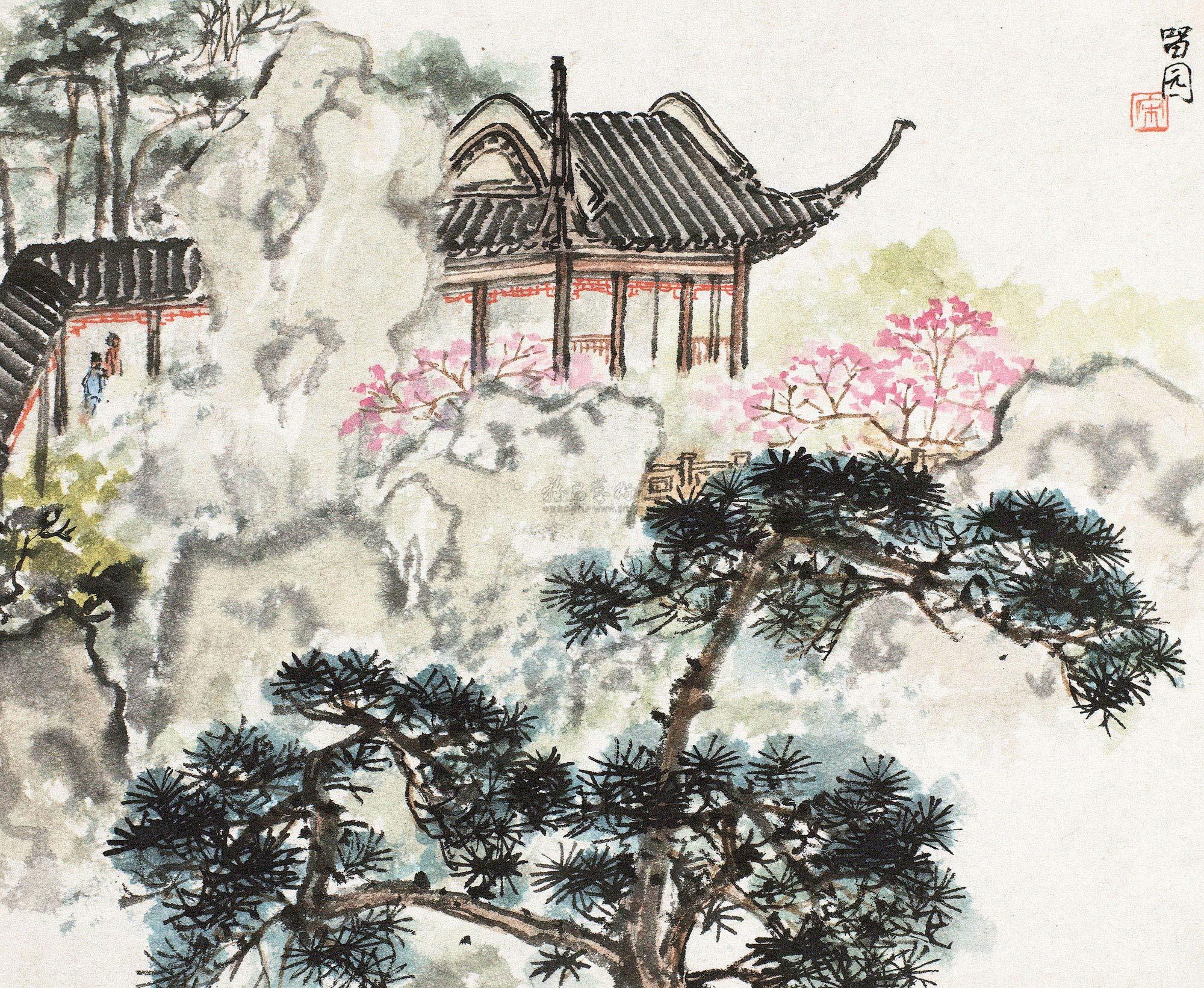 0249 留园 镜片 设色纸本