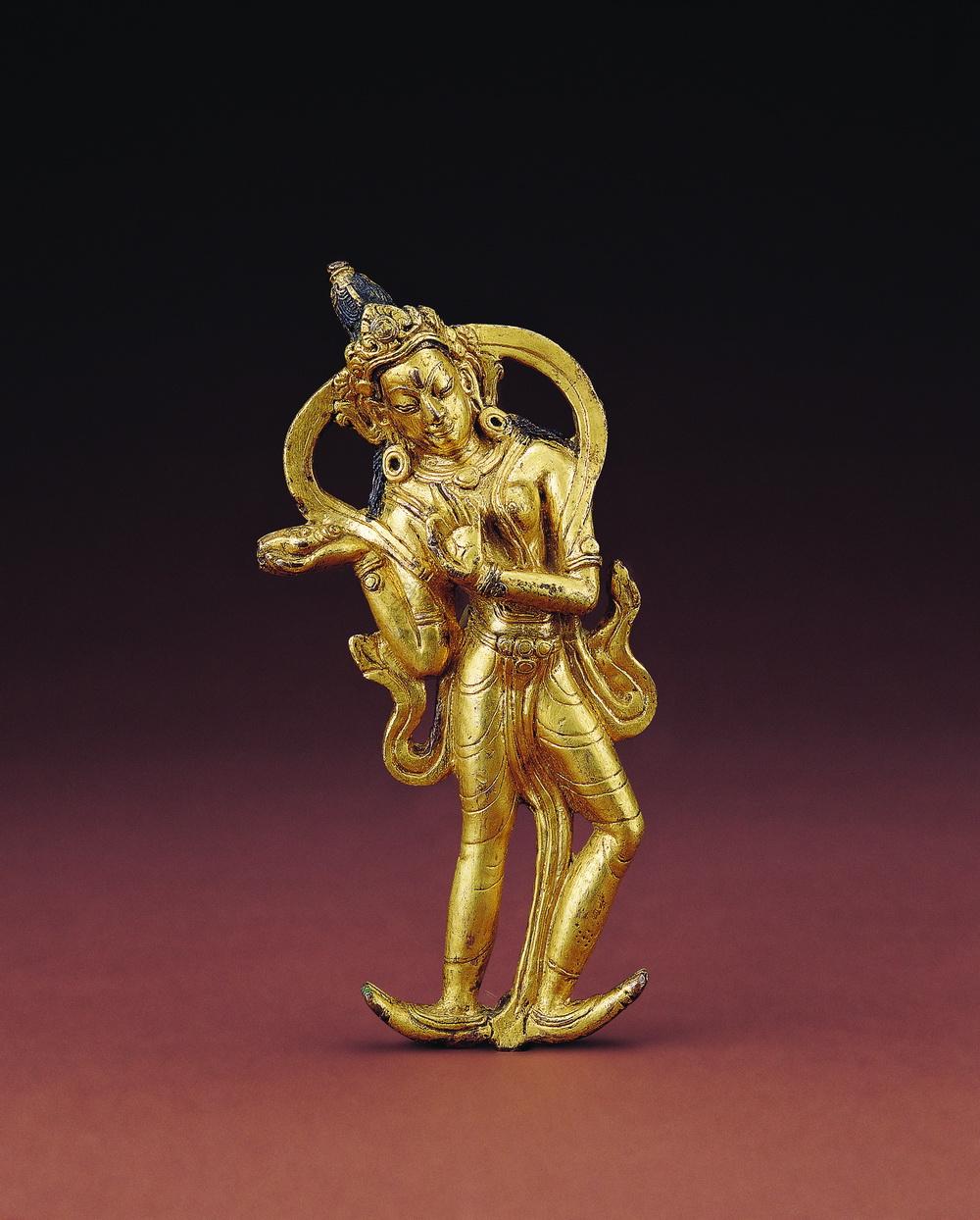 0040 明末清初 铜鎏金供养天女