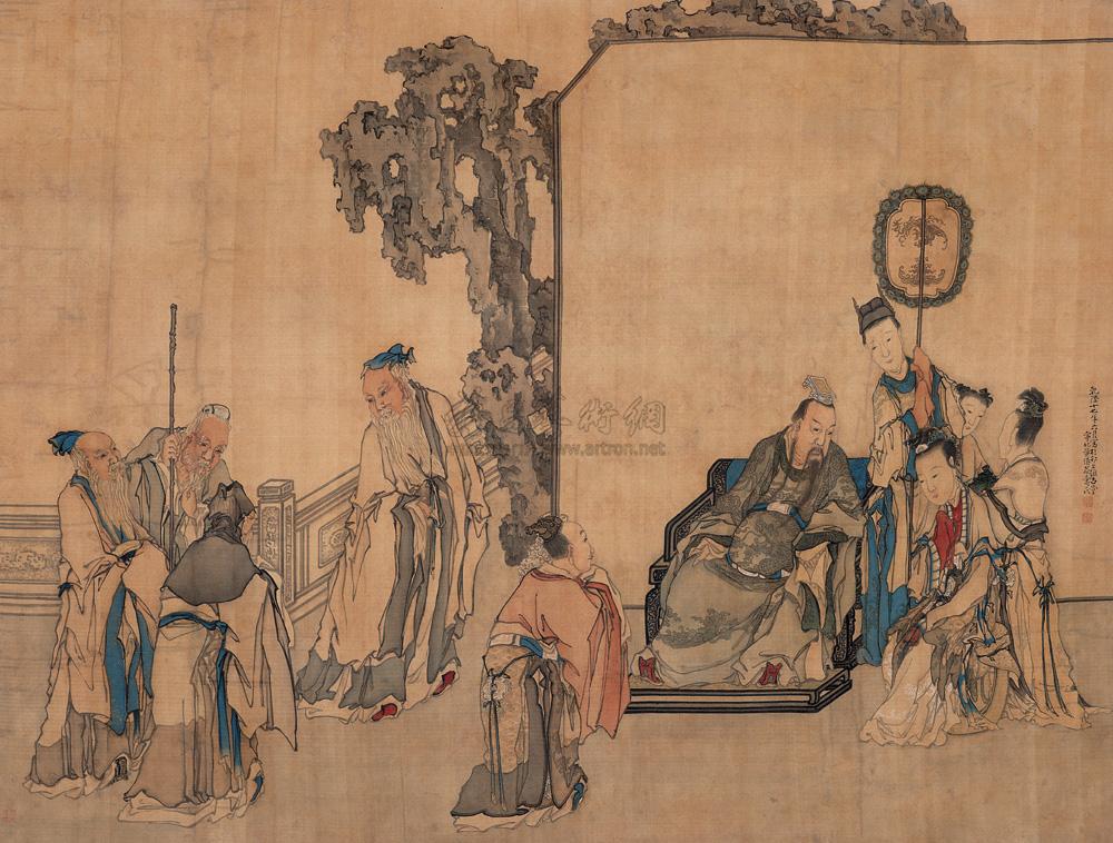 0954乾隆十七年1752年作商山四皓镜心设色绢本