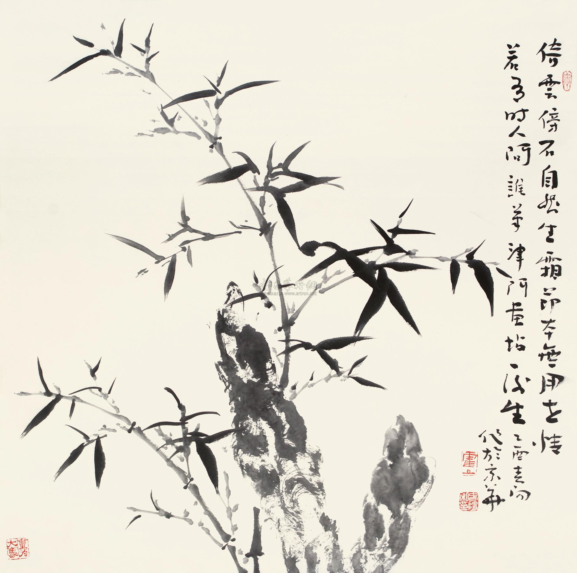 2012乙酉2005年作竹石图立轴纸本