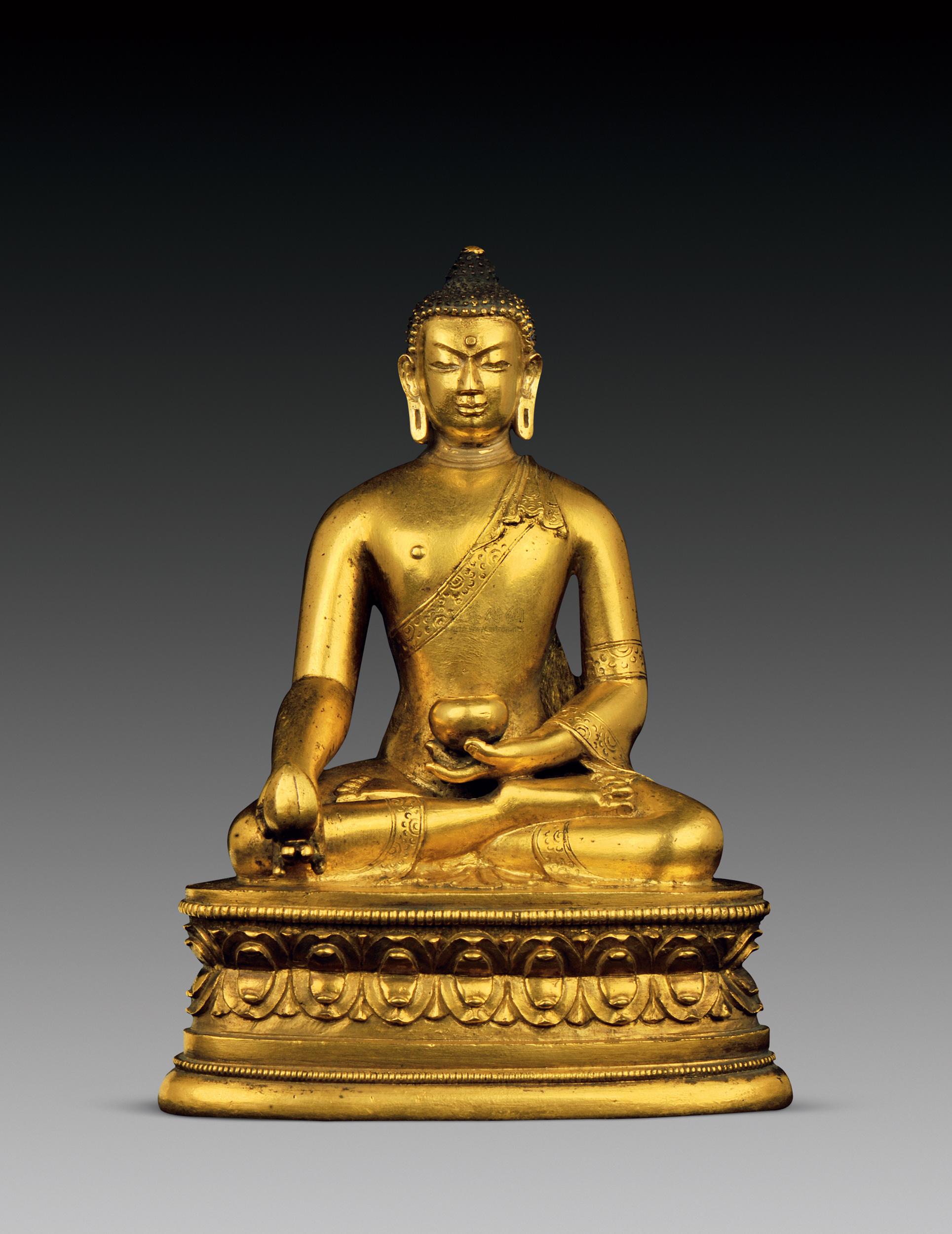 *3236 18世纪 铜鎏金药师佛