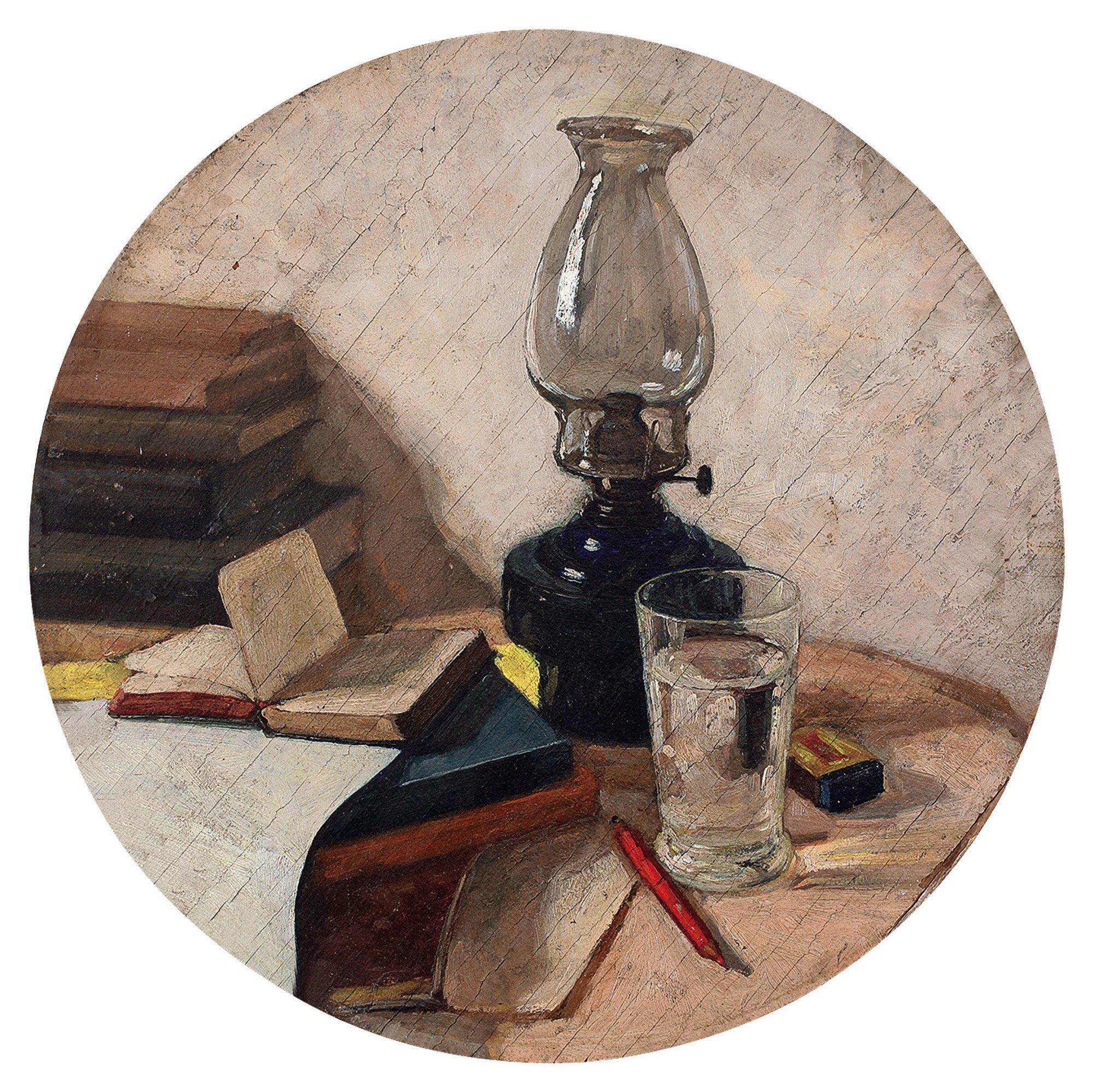 4806 1944年作 煤油灯 木板 油画