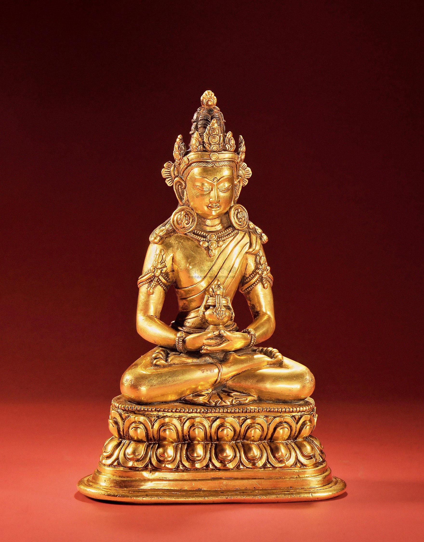 *3411 西藏17世纪 铜鎏金无量寿佛