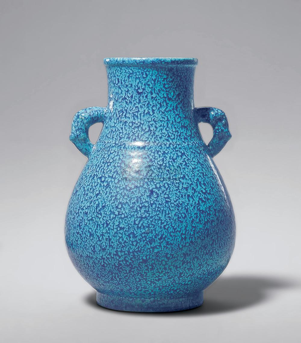 0472清乾隆炉钧釉双耳瓶