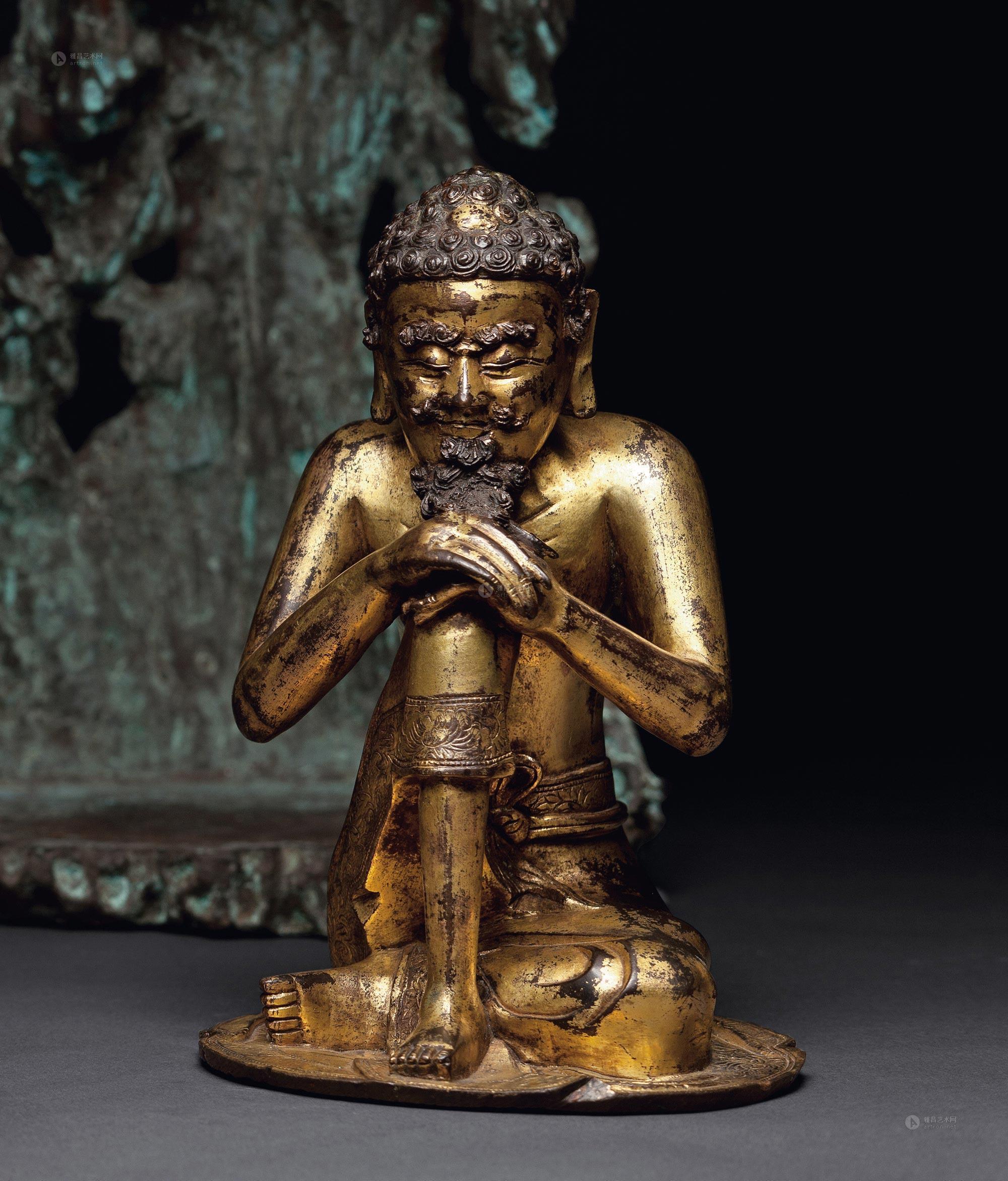 *3491 元-明 铜鎏金雪山大士像