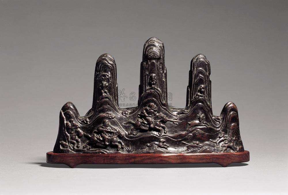 1534元明铜铸秋山狩猎图笔山