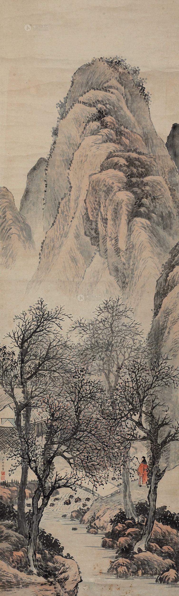 2607秋山访友图镜心纸本