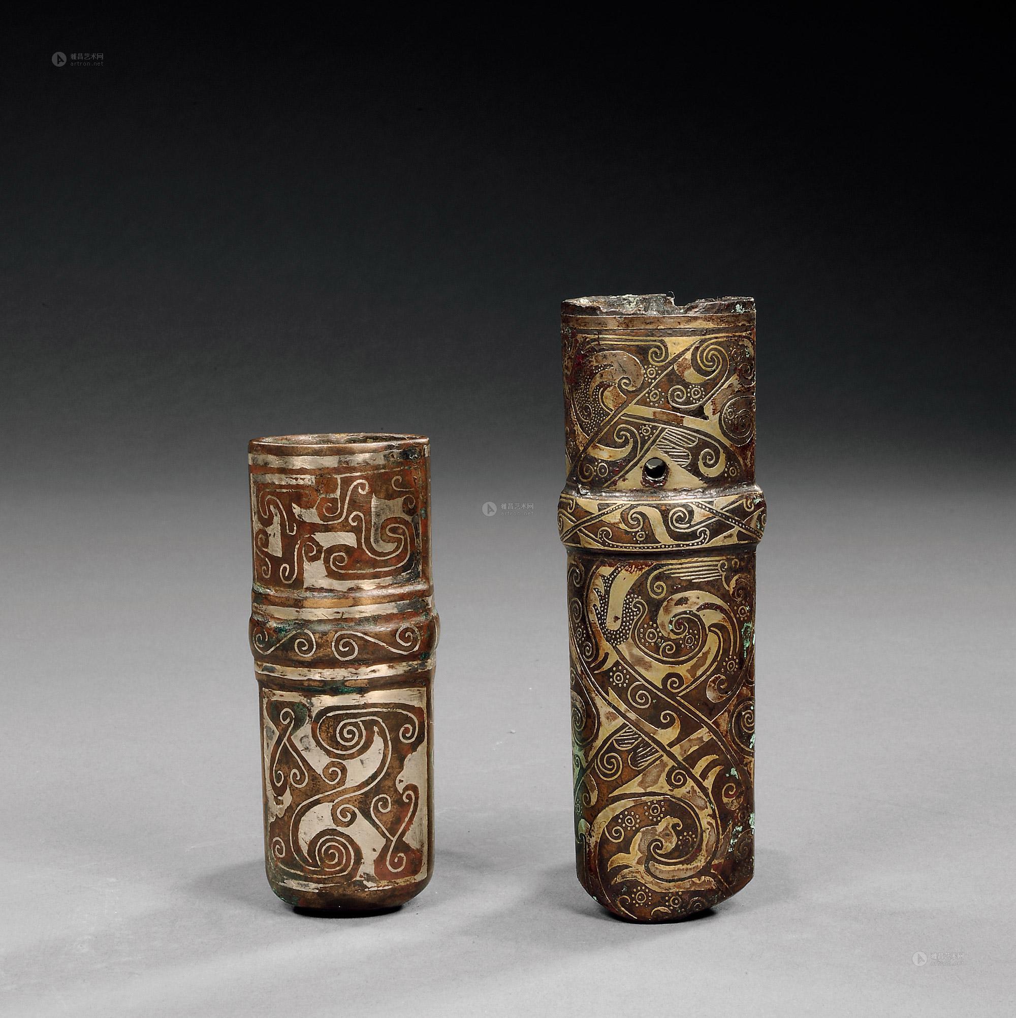 0629 战国 错银镦 (两件)