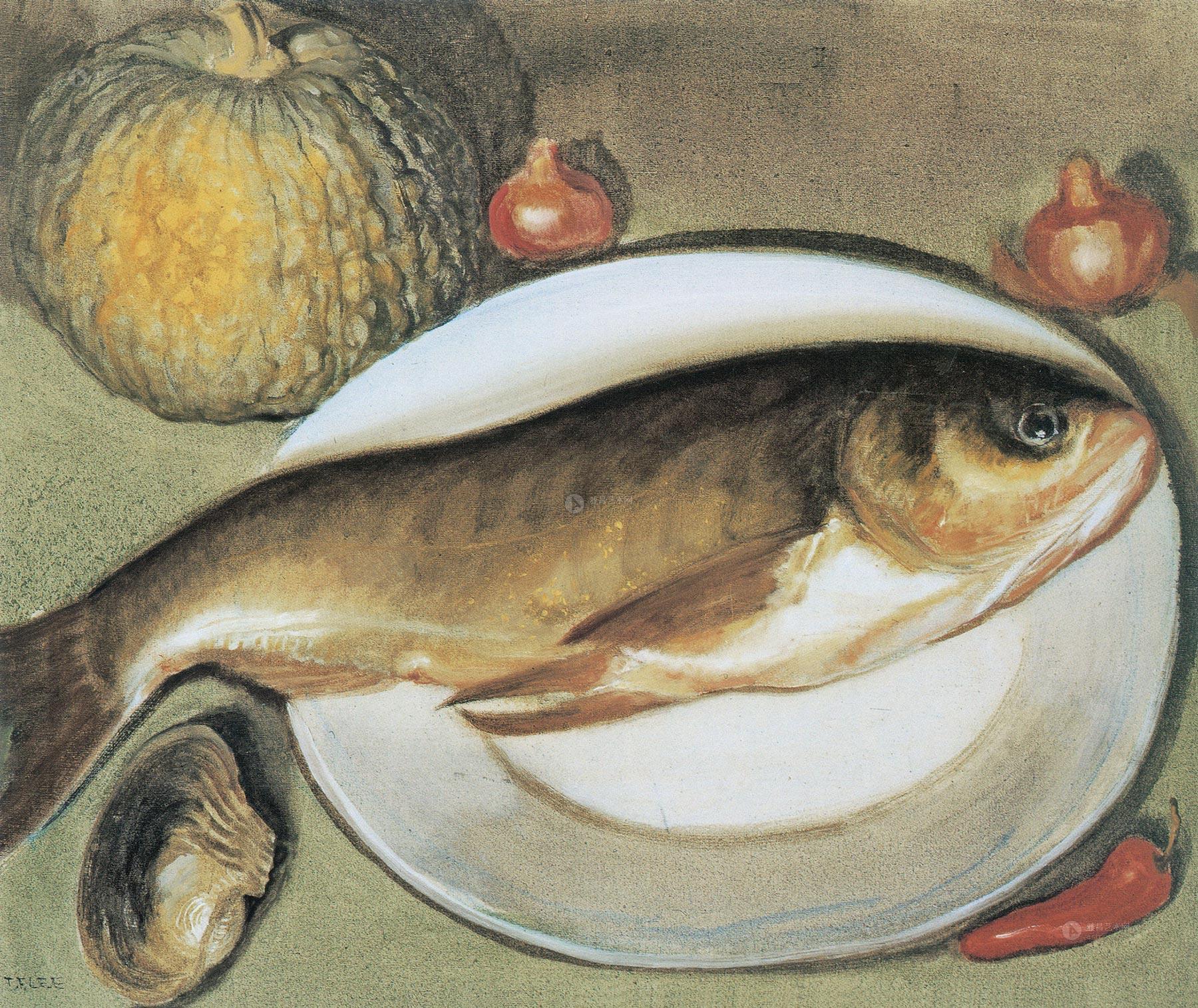 0011 鱼 布面油画裱于木板