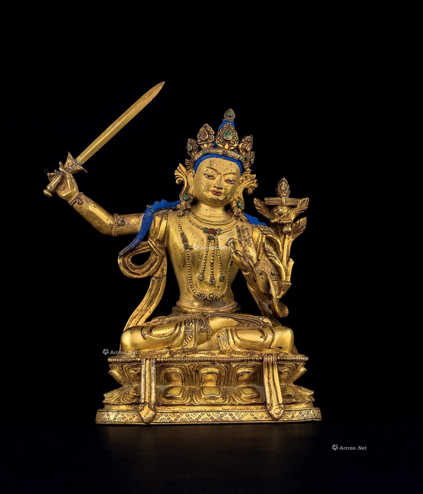 3069清乾隆69铜鎏金文殊菩萨