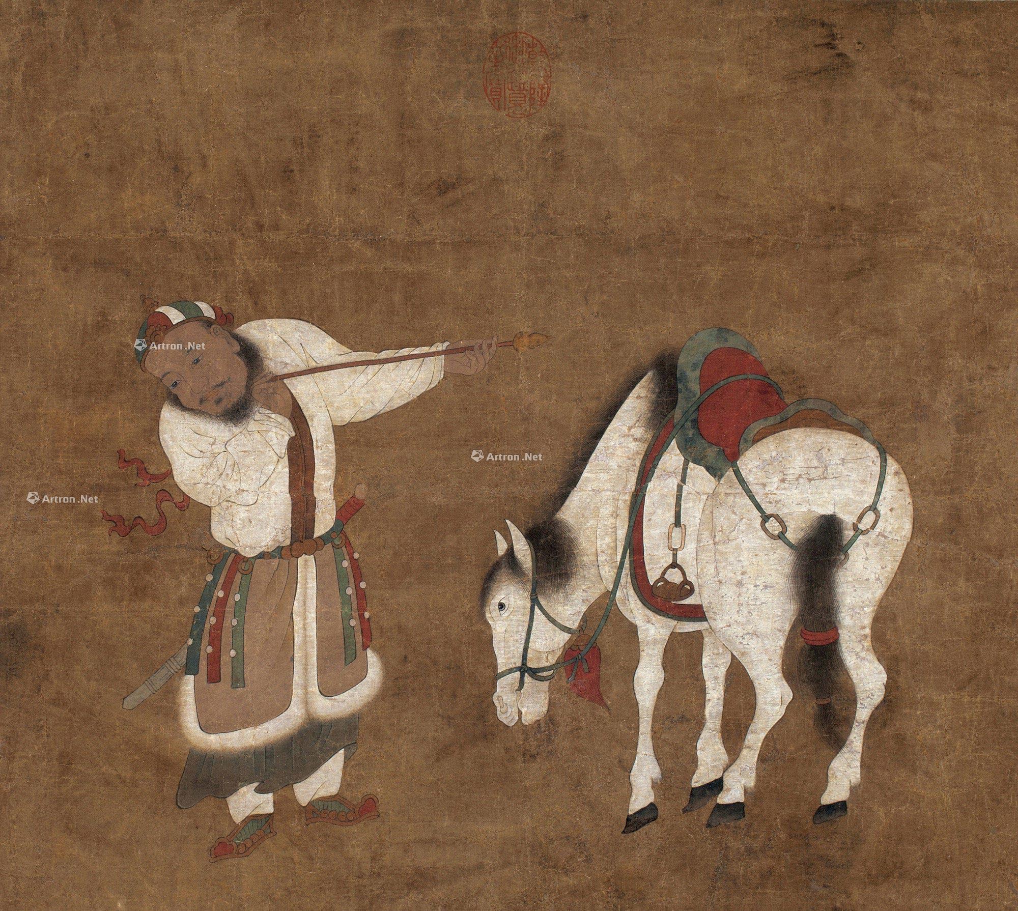 *1646 人马图 立轴 绢本