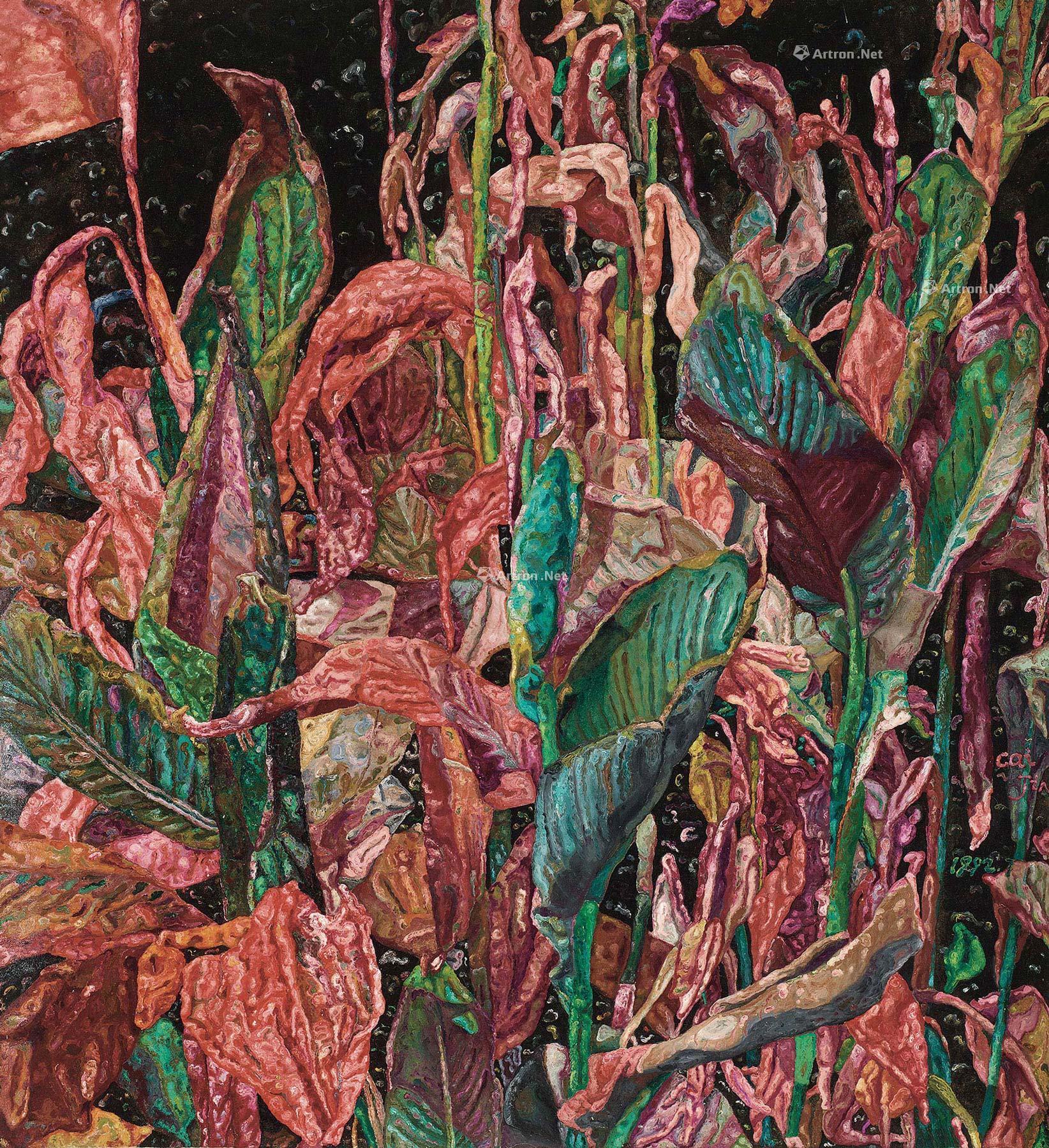 01061992年作美人蕉之八布面油画