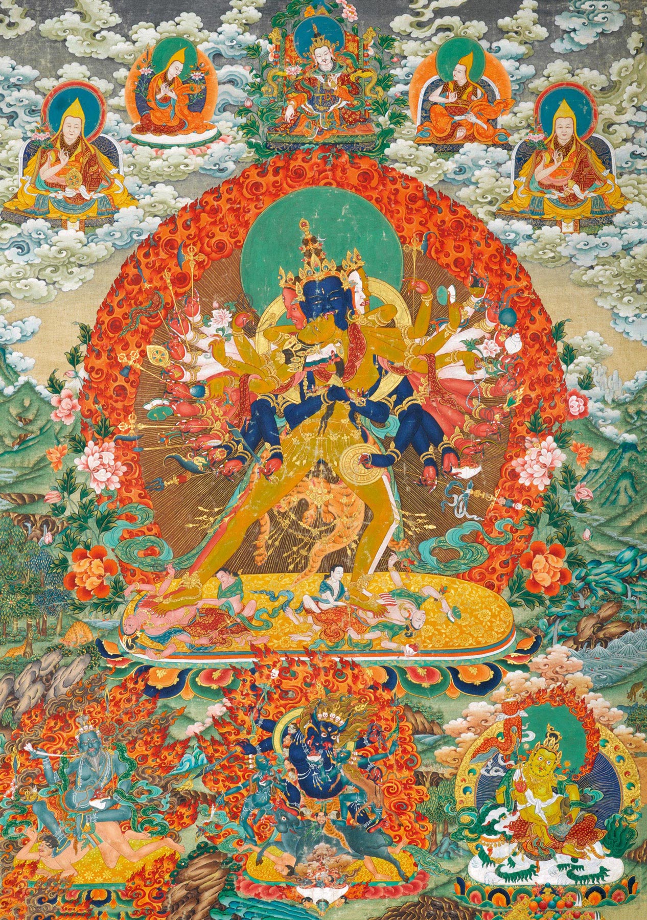 3096西藏1920世纪棉布矿物颜料时轮金刚唐卡