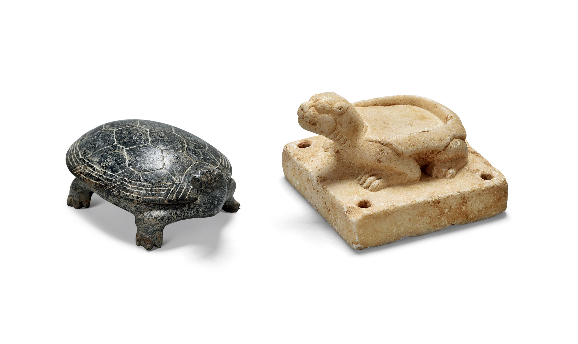 0886 唐 石雕龟形砚 (两件)