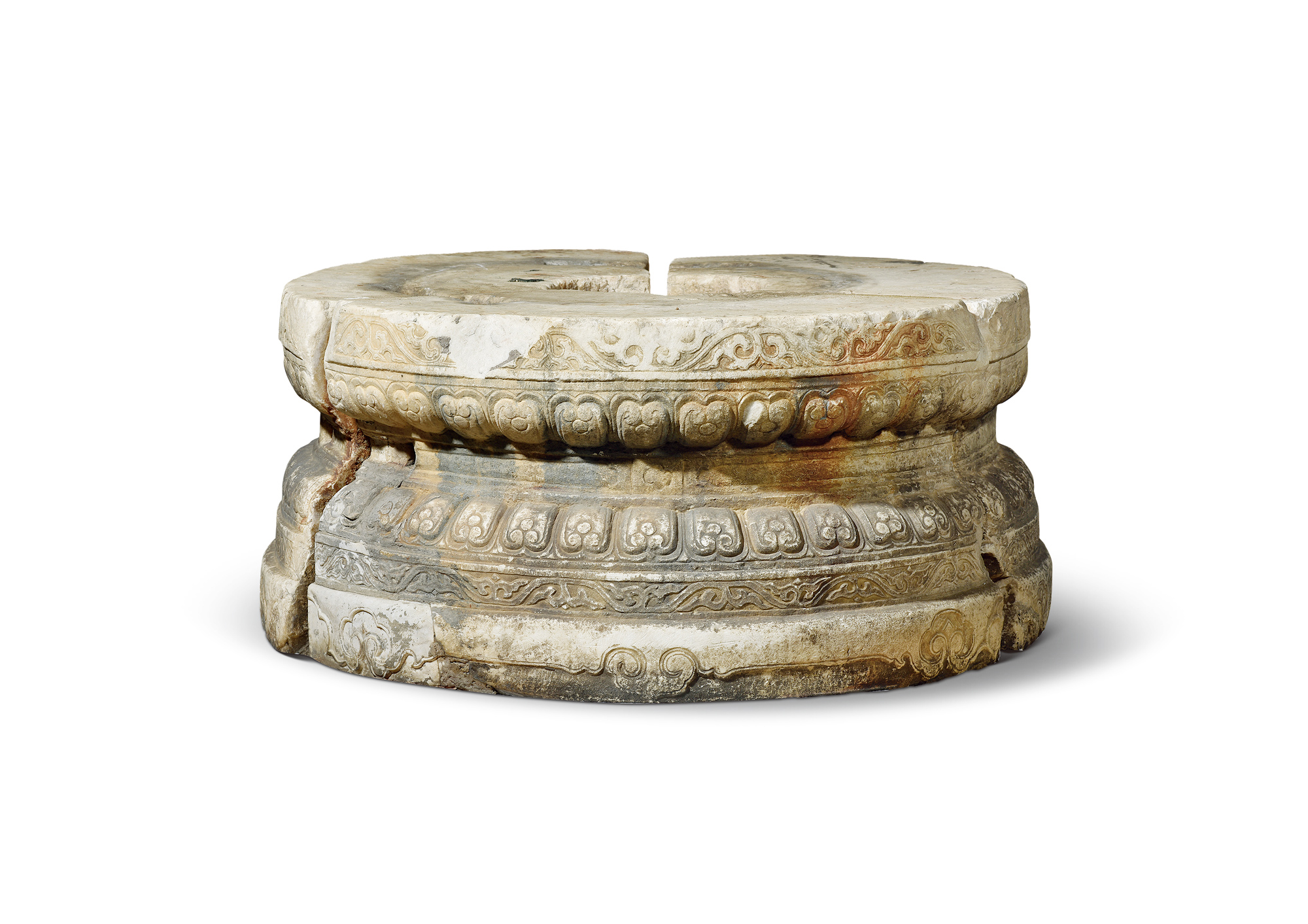 0893明石雕莲瓣纹须弥座