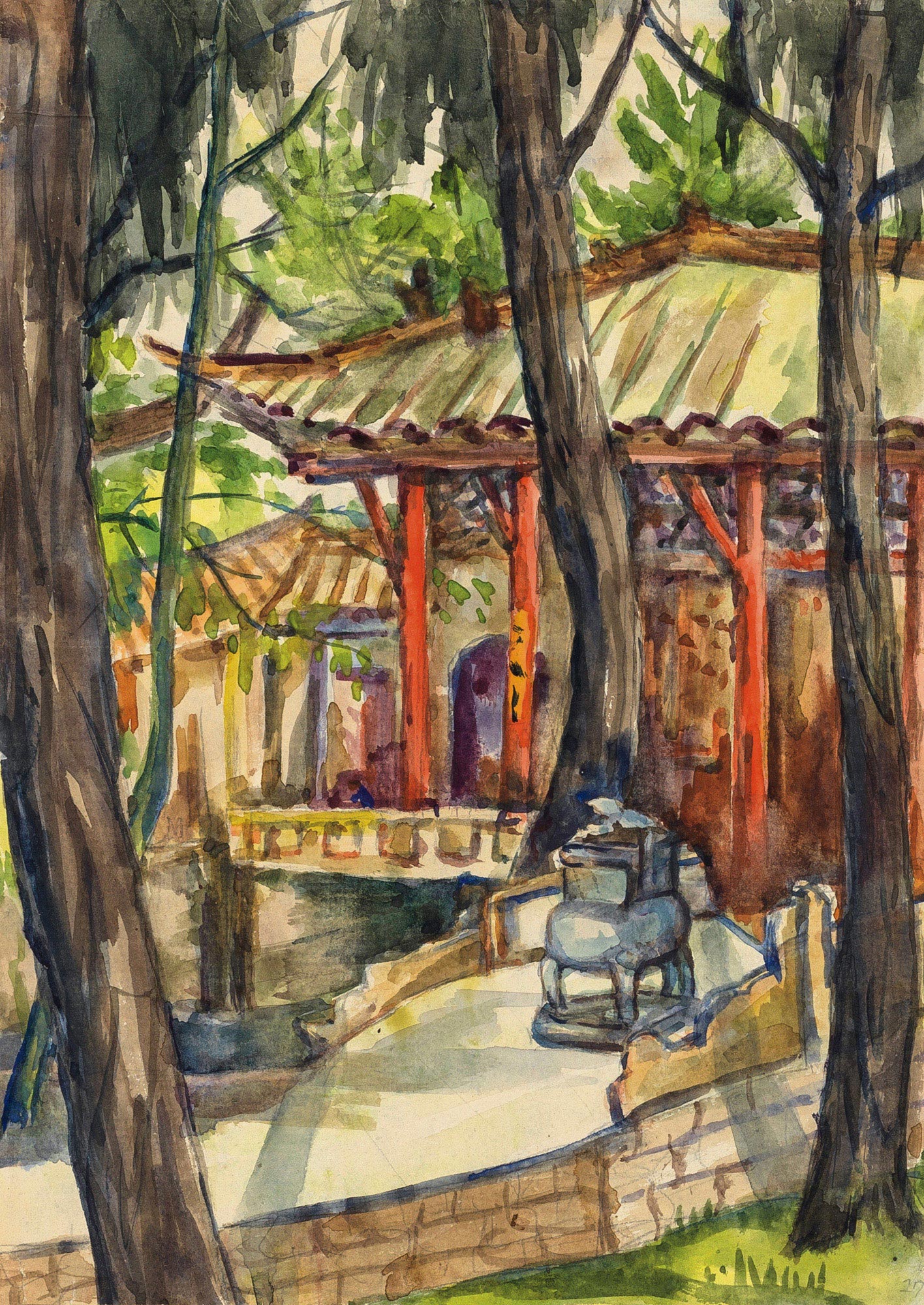 0051 成都武侯祠 镜心 设色纸本