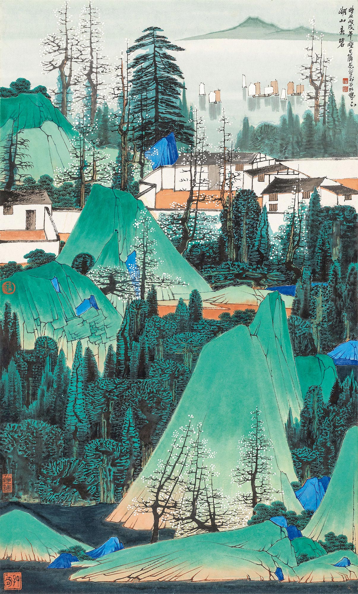 0607 丙戌(2006年)作 湖山春碧 镜心 纸本