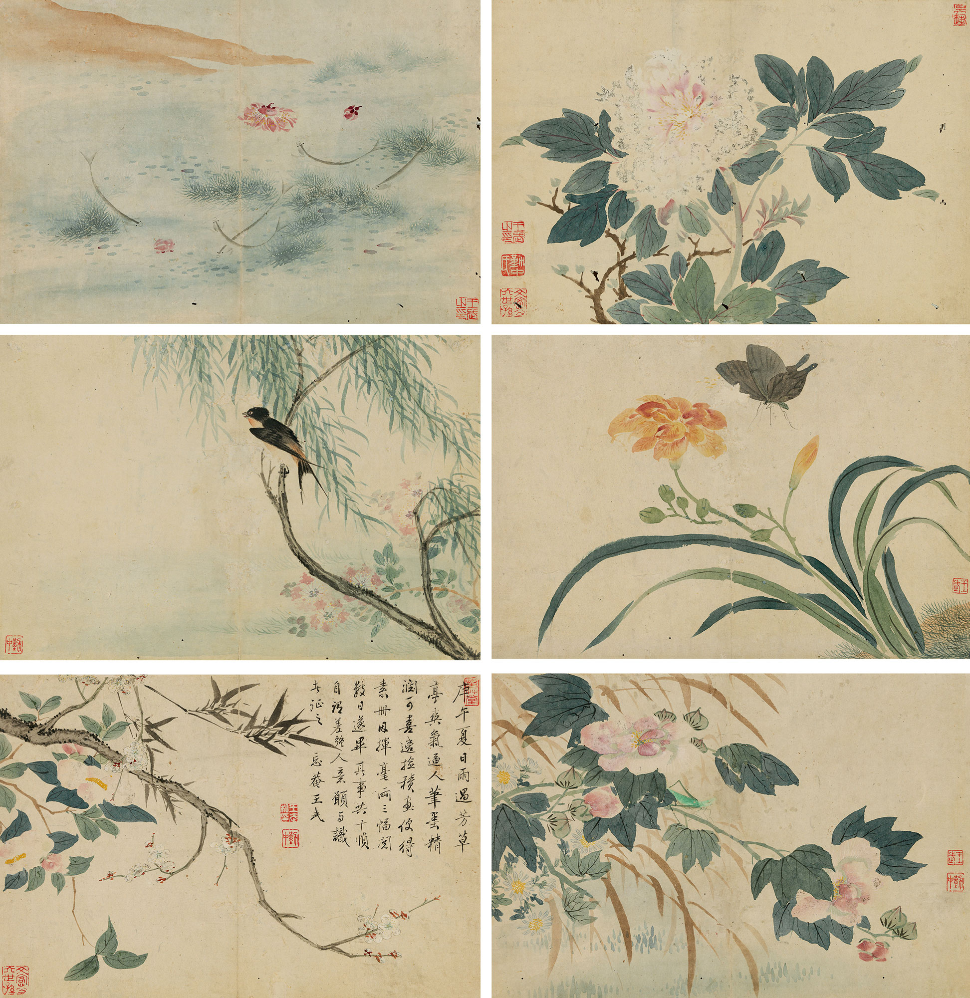 1102庚午1690年作花卉卷手卷设色纸本