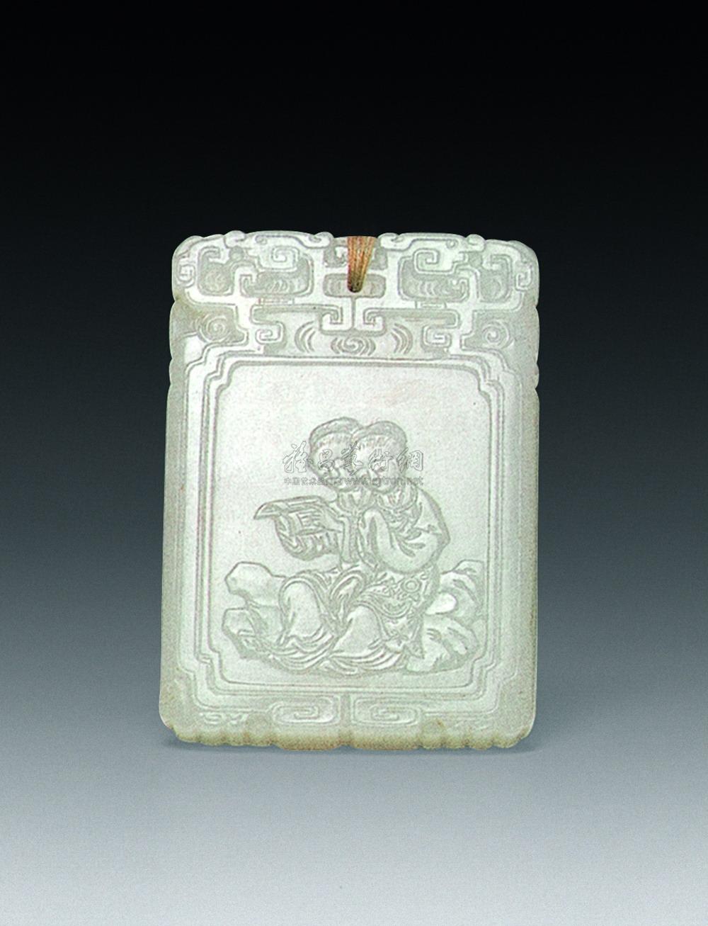 742 清中期 白玉二乔共读子冈牌