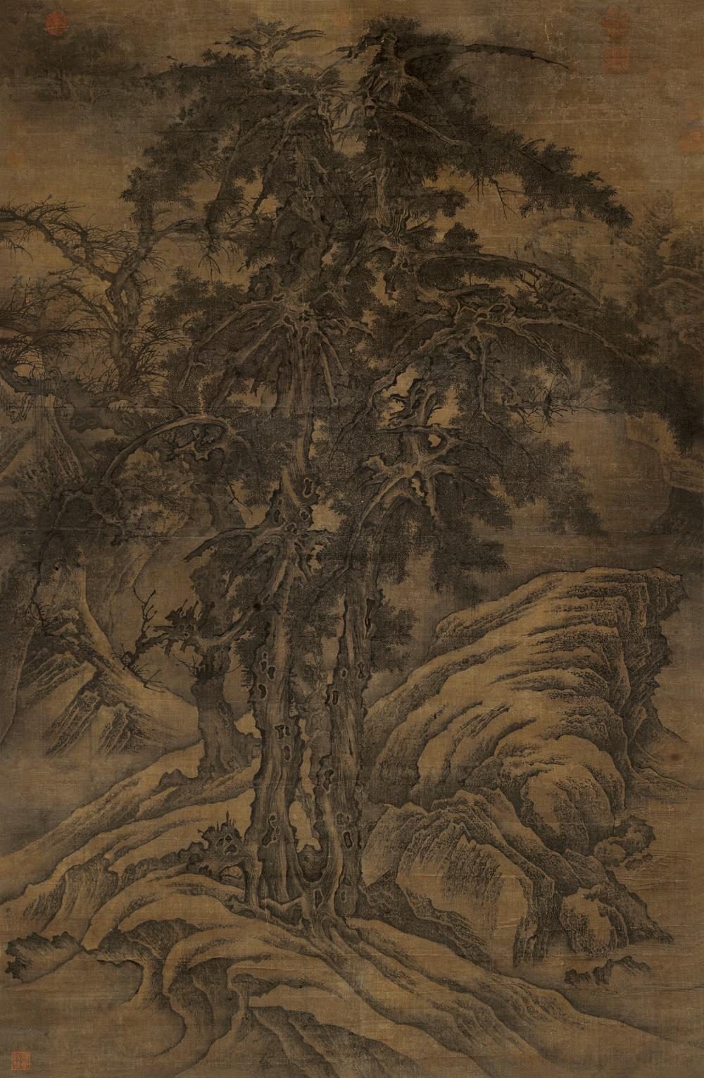2110双松图立轴水墨绢本
