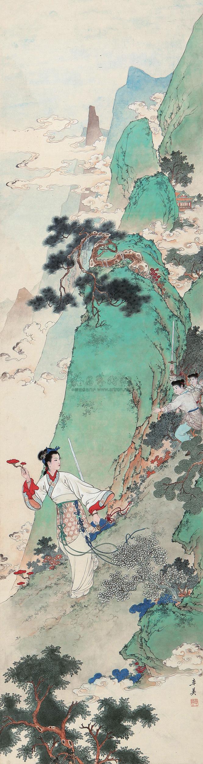 0454盗仙草立轴纸本