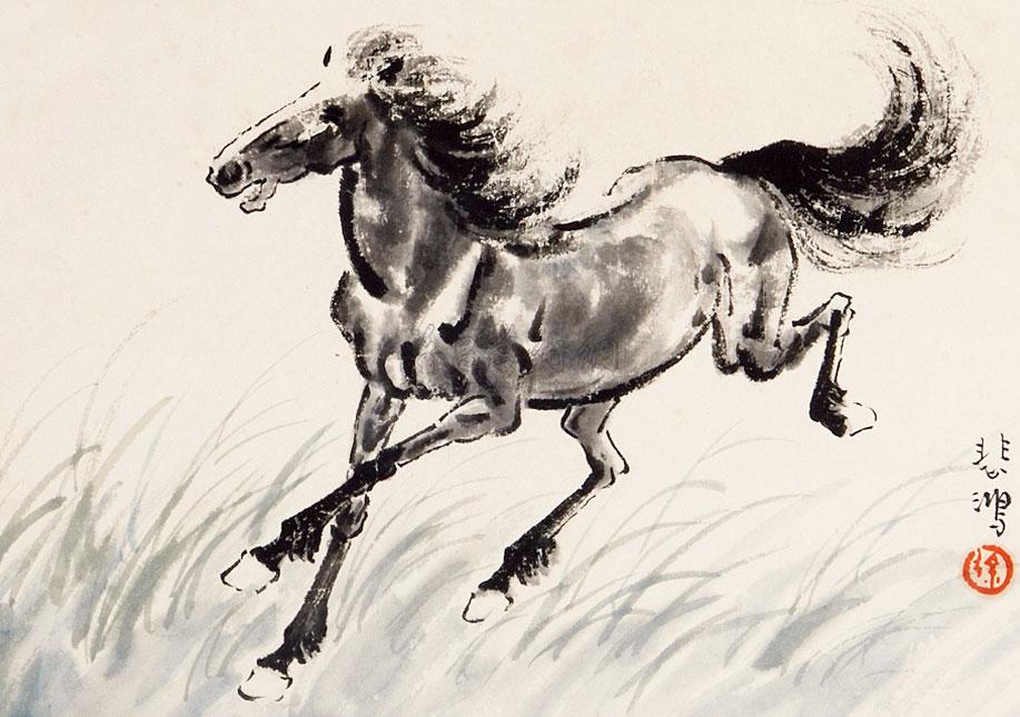 0424奔马图立轴设色纸本