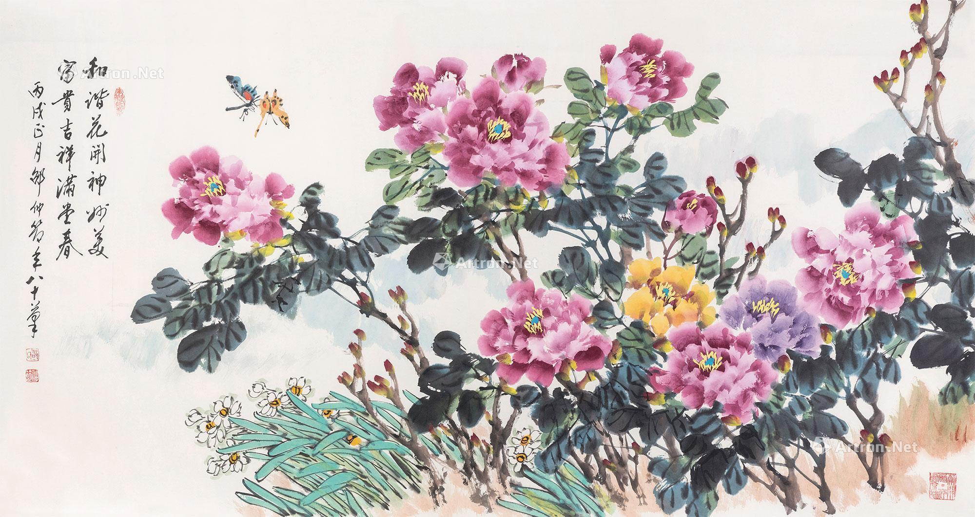 0328和谐花开镜芯69设色纸本