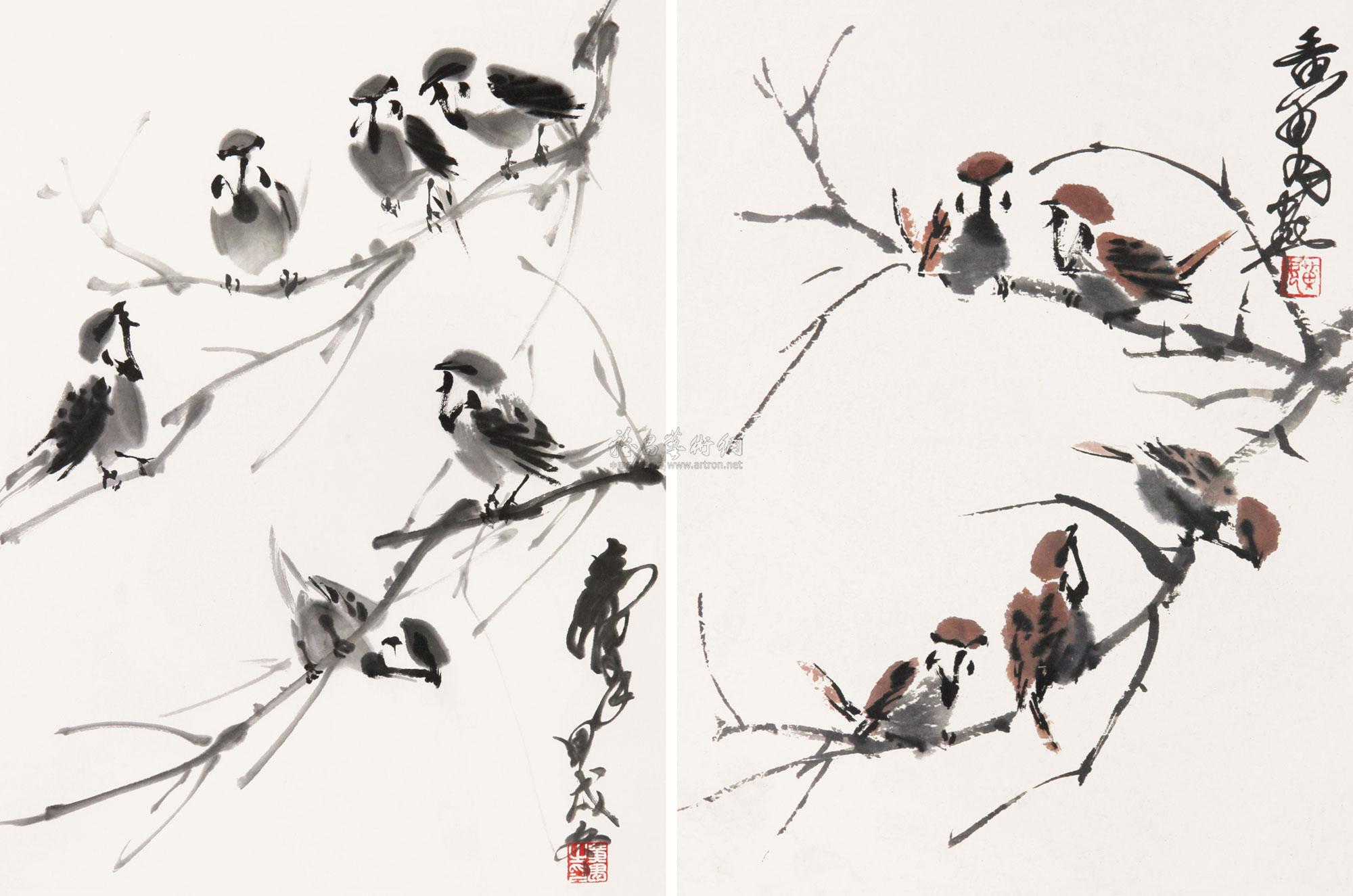 0181 麻雀 镜心 设色纸本