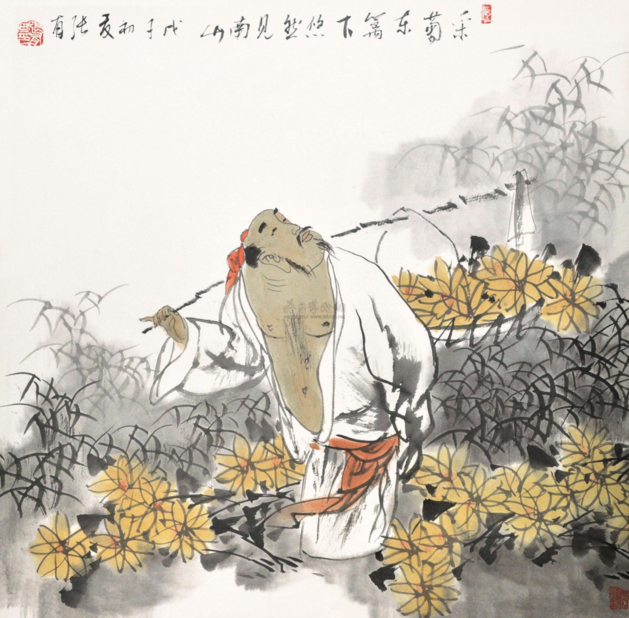 0612 采菊东篱下 镜框 纸本