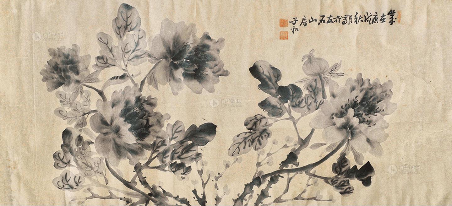 0399墨牡丹立轴纸本