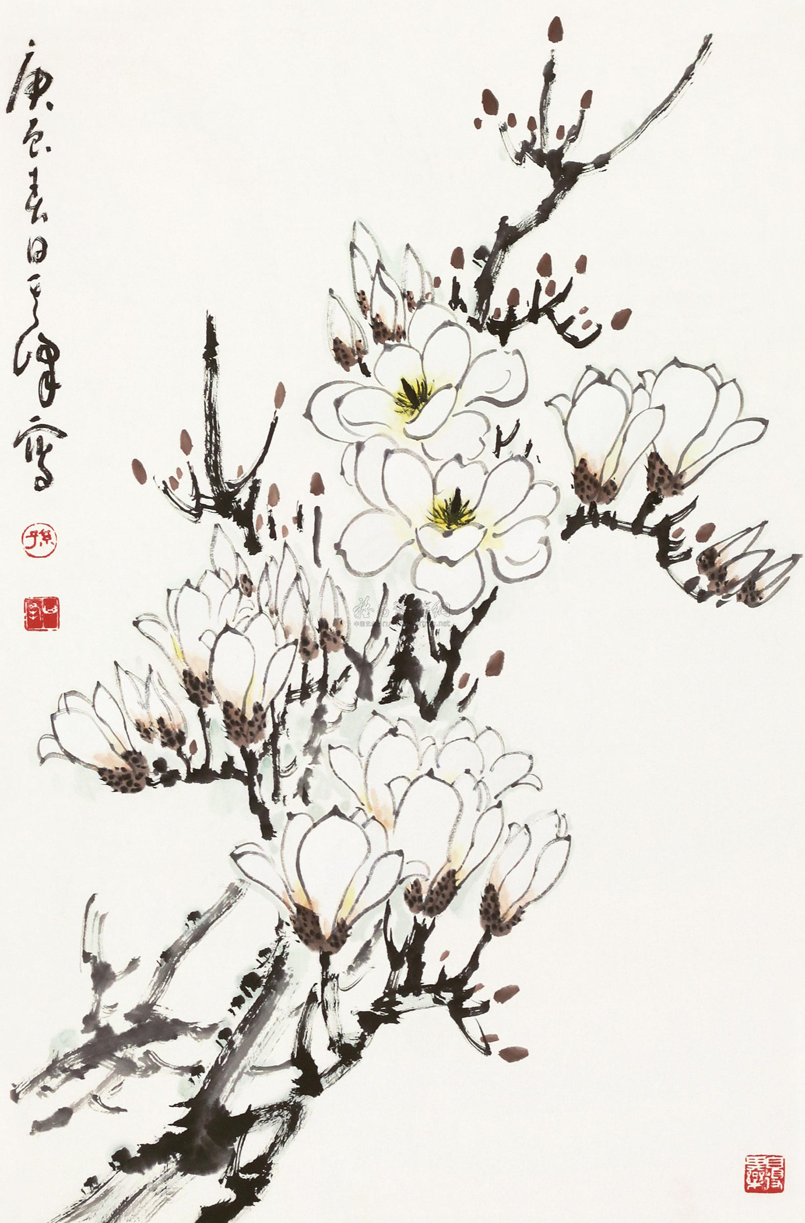 0396白玉兰设色纸本