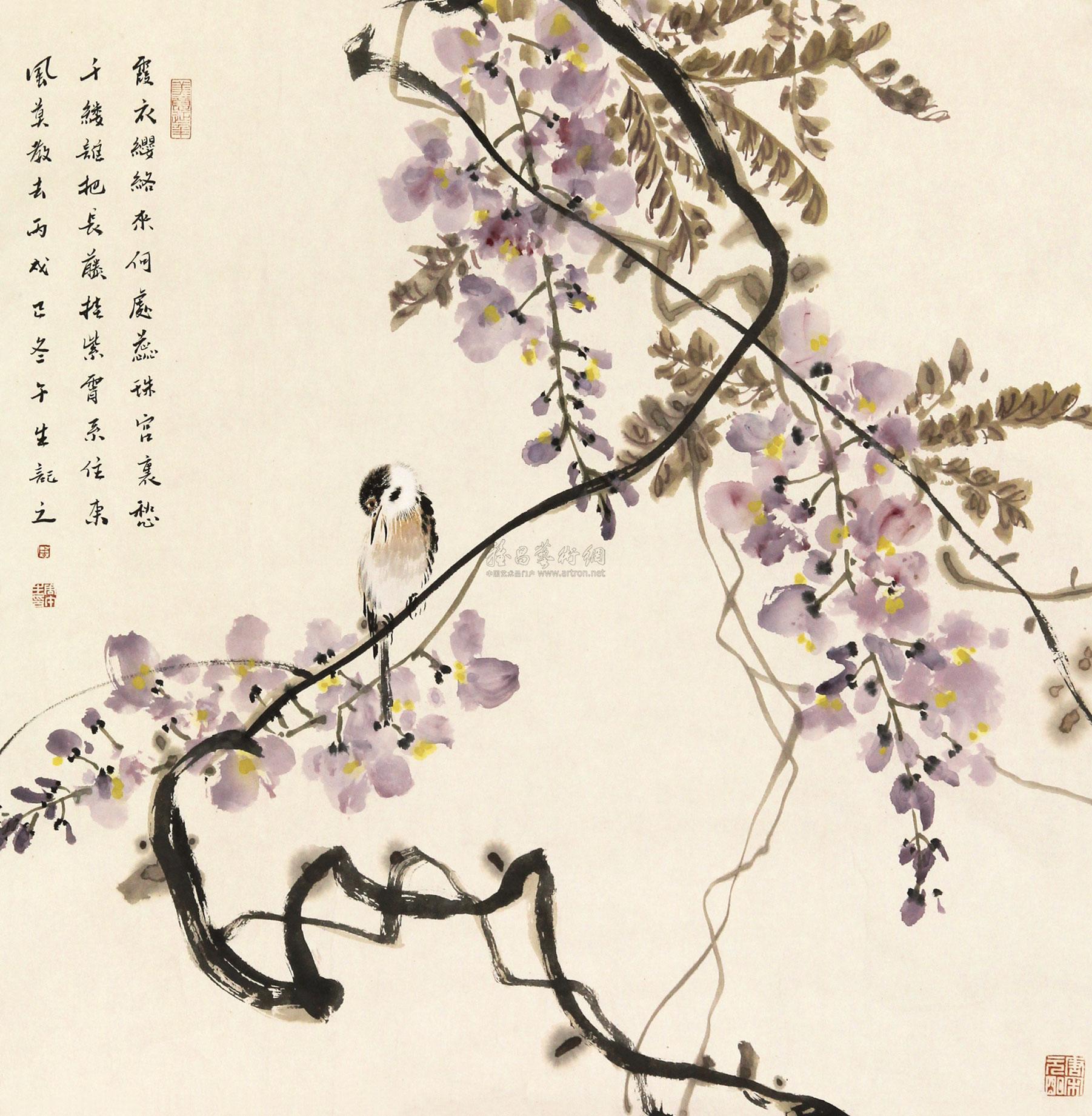 0215 紫藤 设色纸本