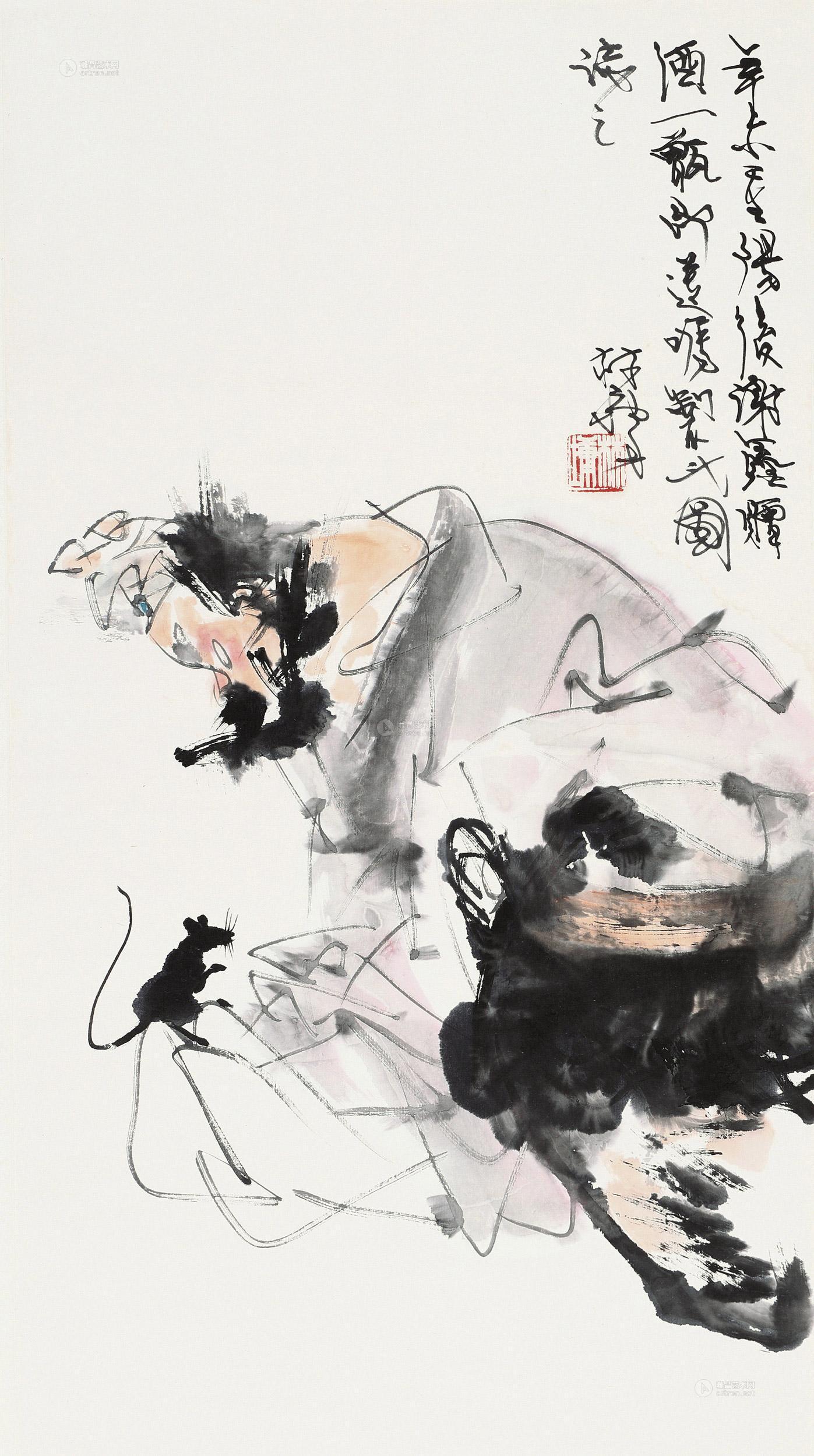 0125醉酒当歌立轴设色纸本