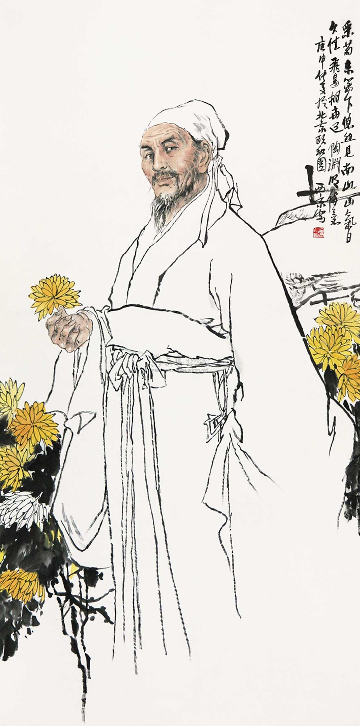 0074采菊东篱下立轴纸本