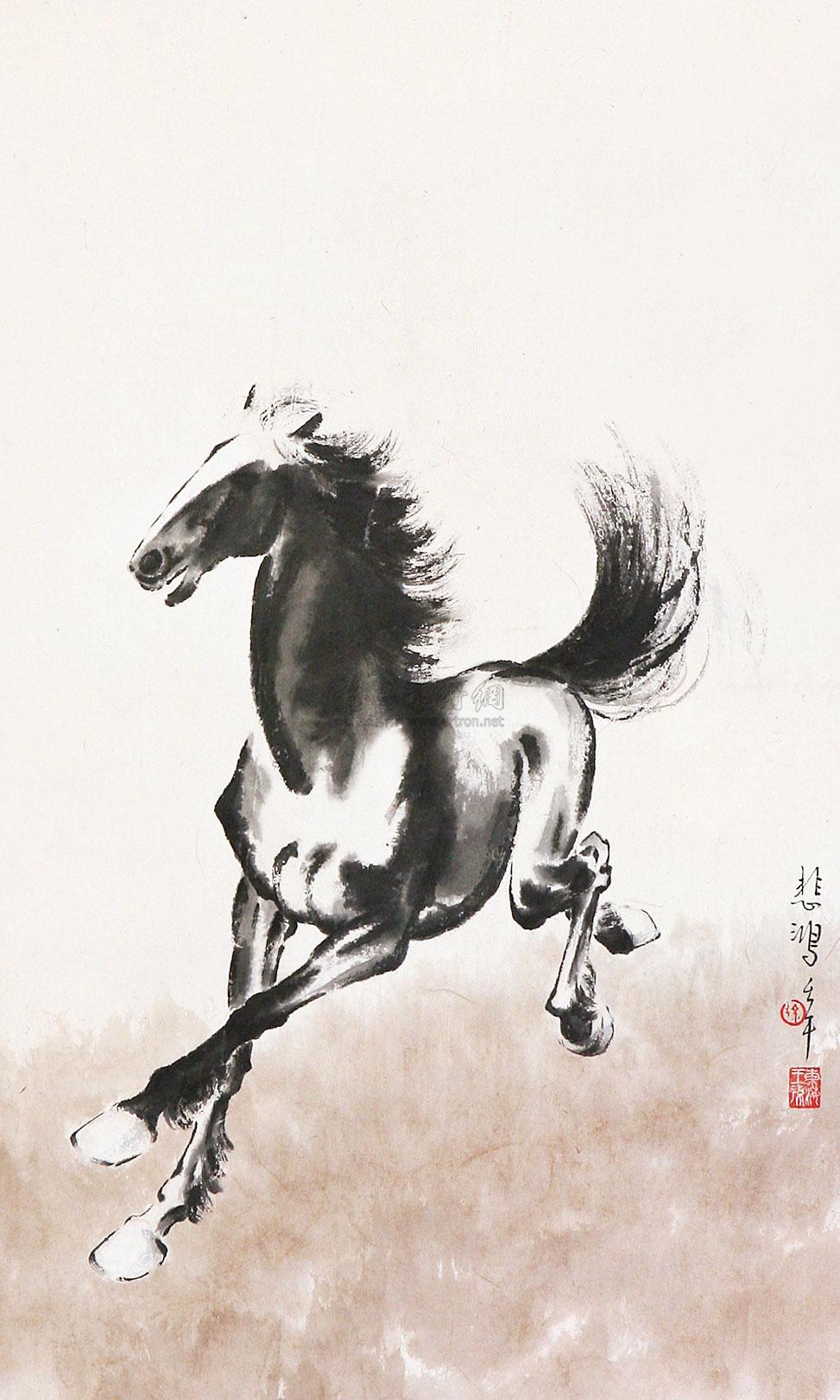 0123奔马图立轴纸本