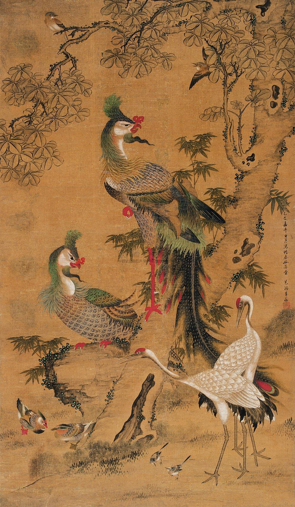 0235 1605年作 五伦图 立轴 设色绢本