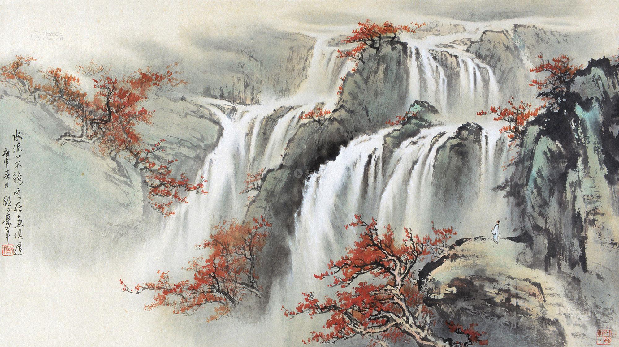 秋山观瀑-中国书画-雅昌拍卖