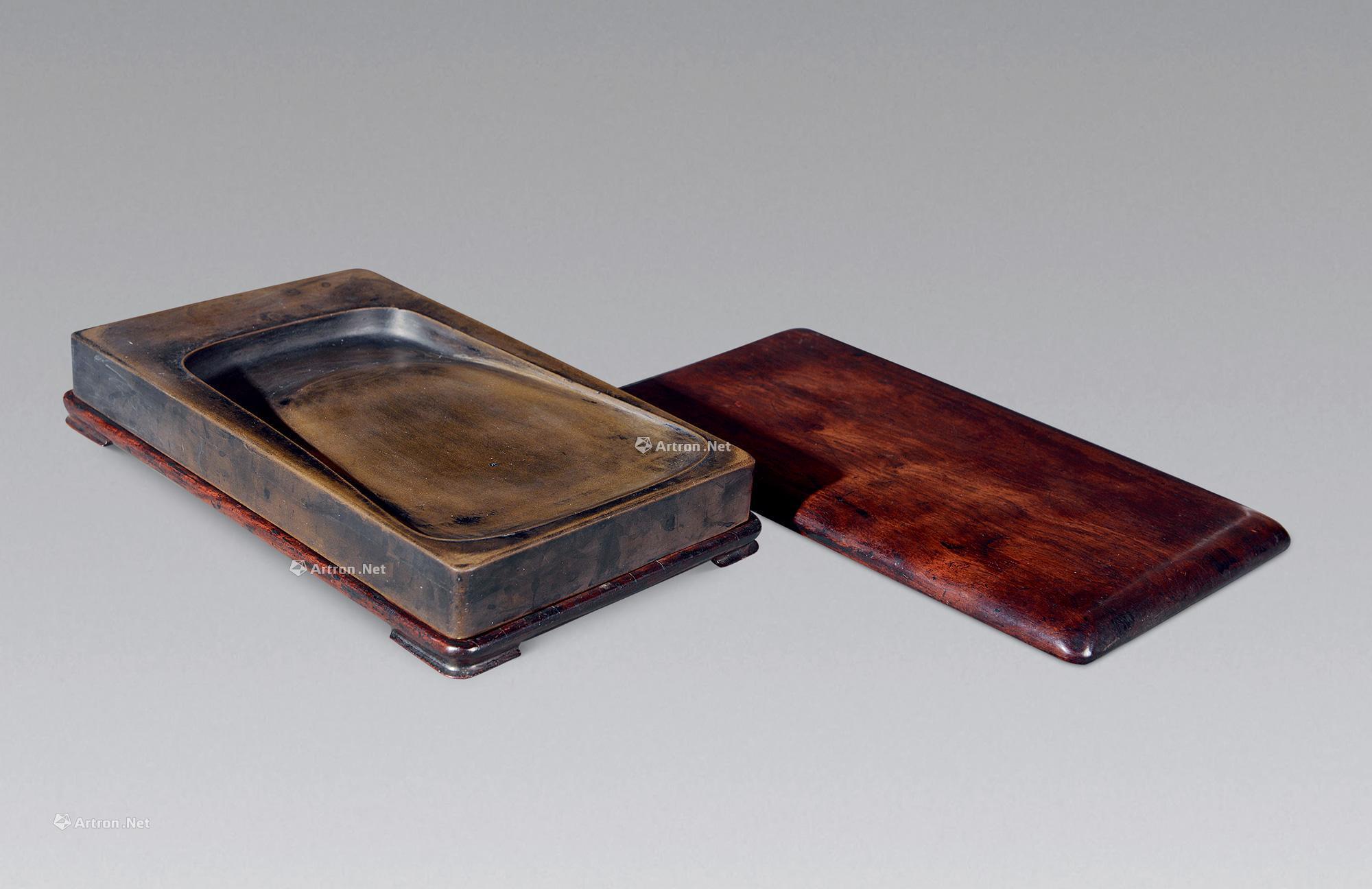 0568 清 江介薄意雕兰石澄泥砚