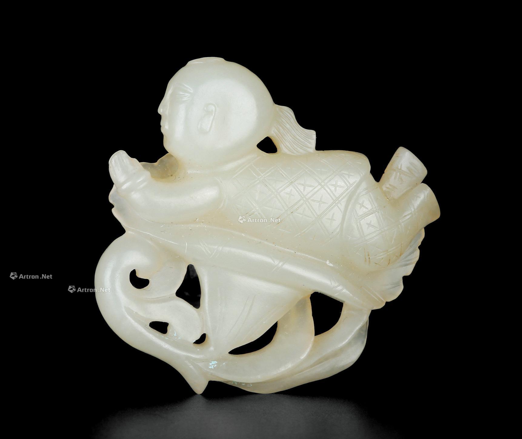 0395 清中期 白玉莲生贵子珮