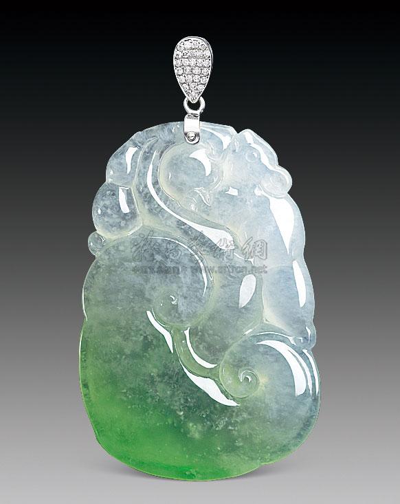 0625 冰种翠绿翡翠福禄寿如意吊坠