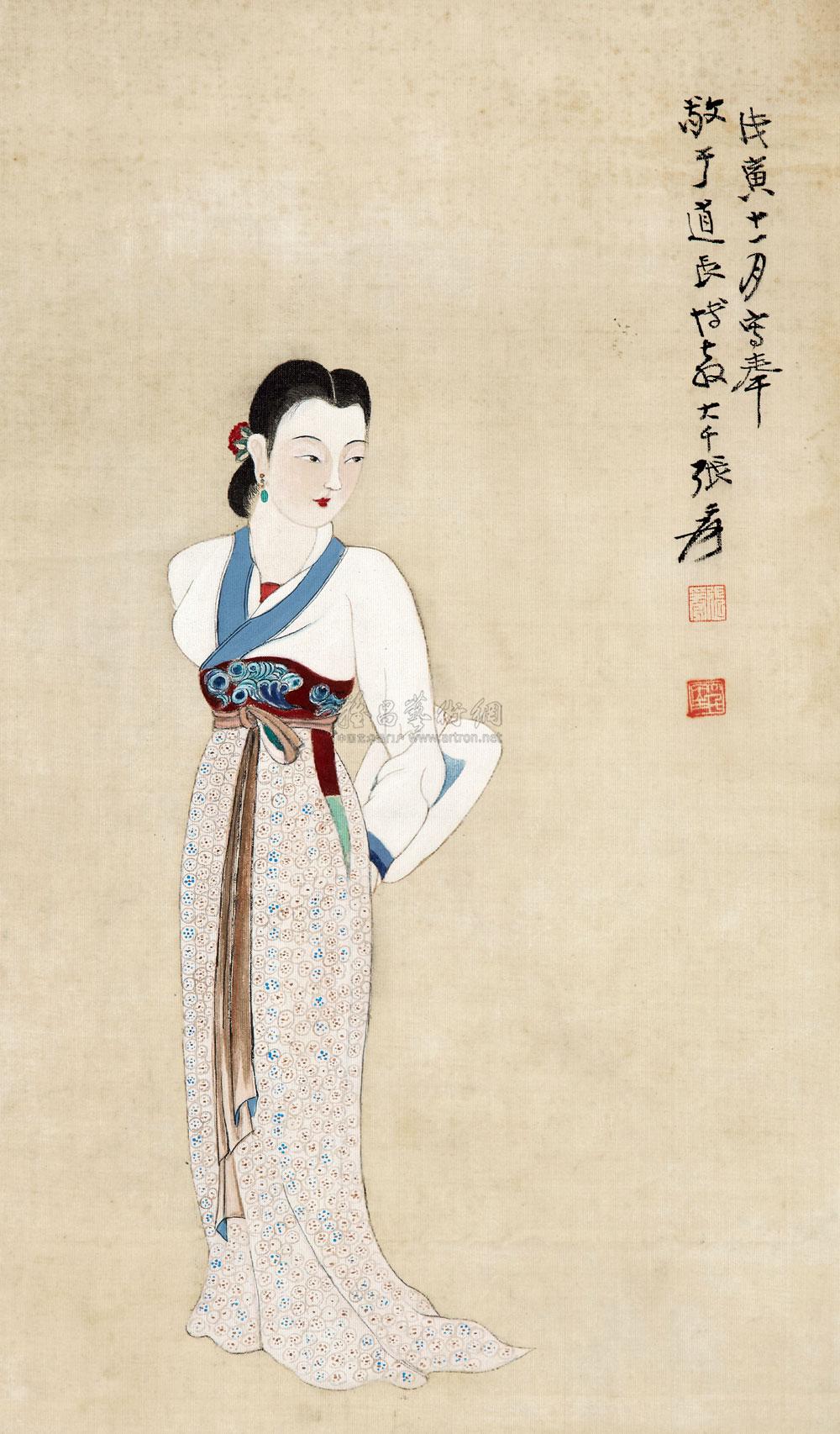 0034 1938年作 仕女图 立轴 设色绢本