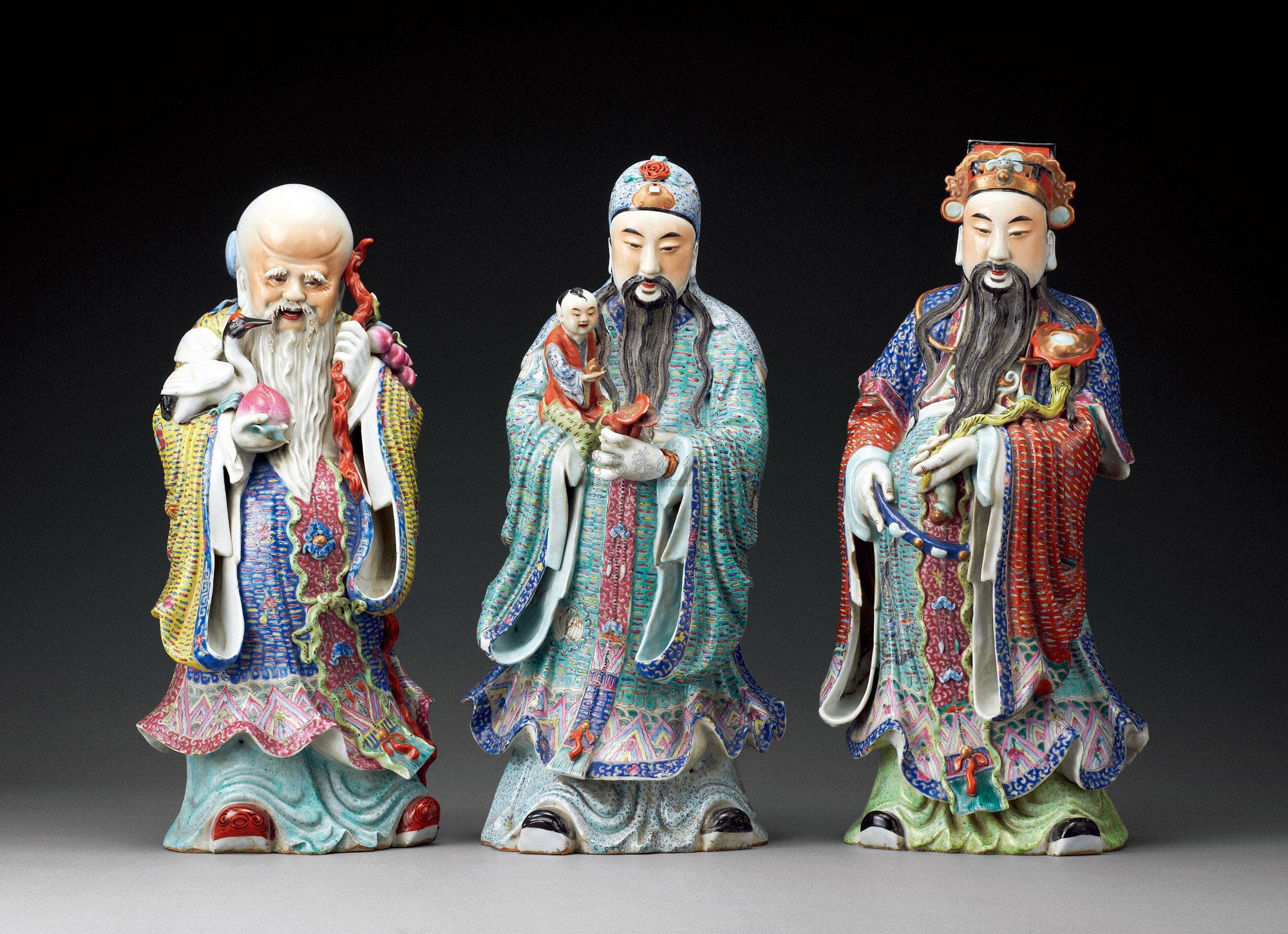 1965 清 粉彩福禄寿三尊像