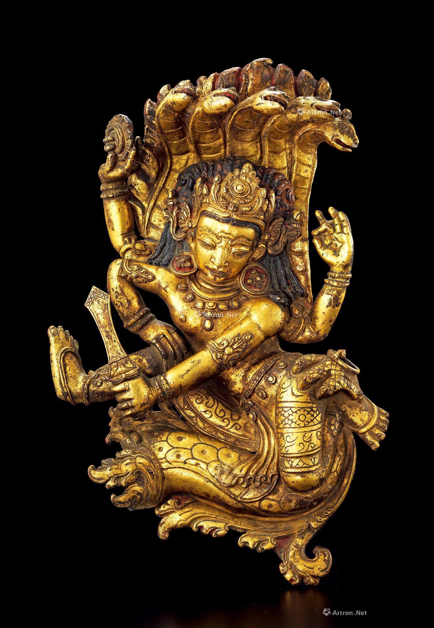 177914世纪铜鎏金龙树菩萨