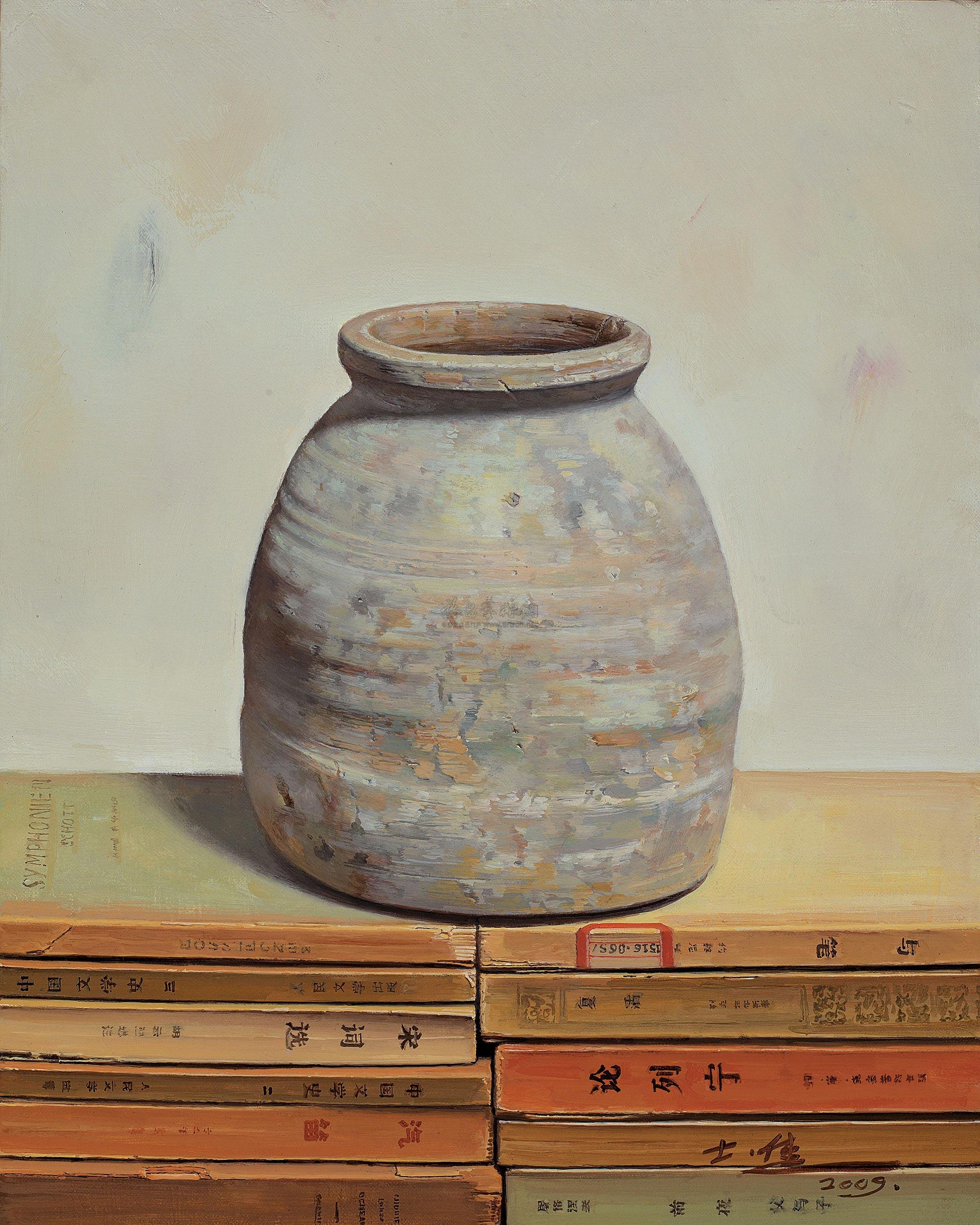 00302009年作陶罐布面油画