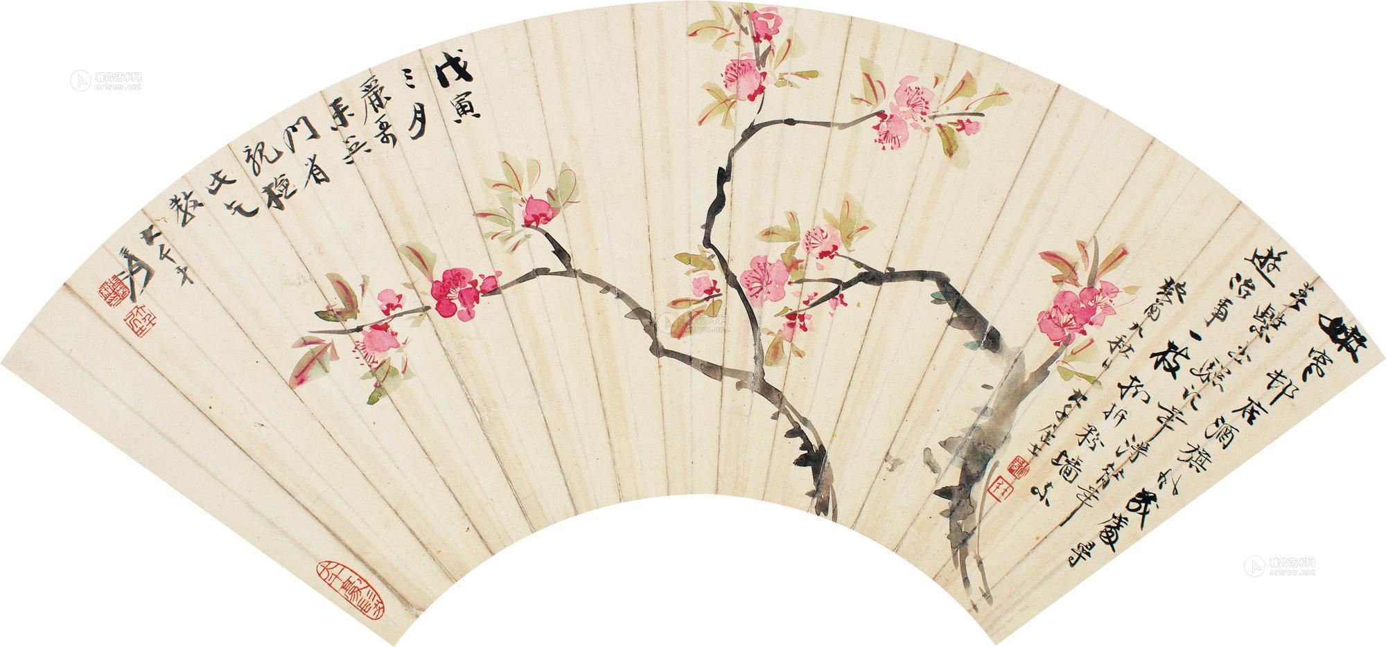 03051933年作桃花扇片设色纸本