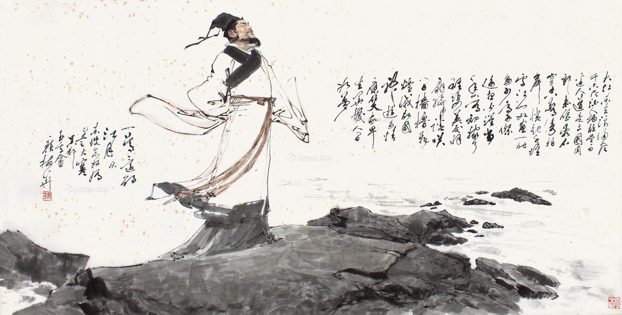 乙丑(1985)年作 赤壁怀古 镜片作者颜梅华拍品分类中国书画>绘画创作